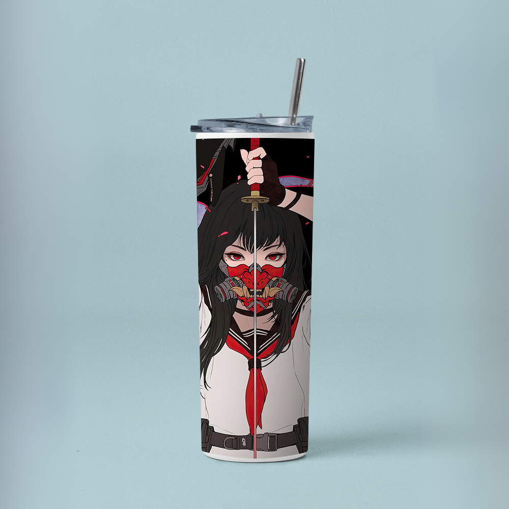 "SAMURAI - KATANA GIRL" Tumbler with Metal Straw