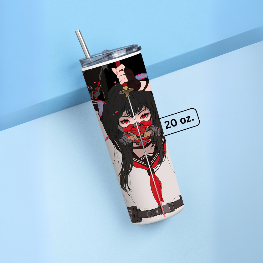 "SAMURAI - KATANA GIRL" Tumbler with Metal Straw