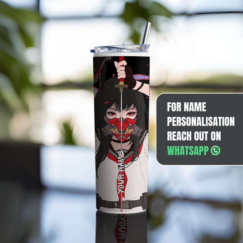 "SAMURAI - KATANA GIRL" Tumbler with Metal Straw