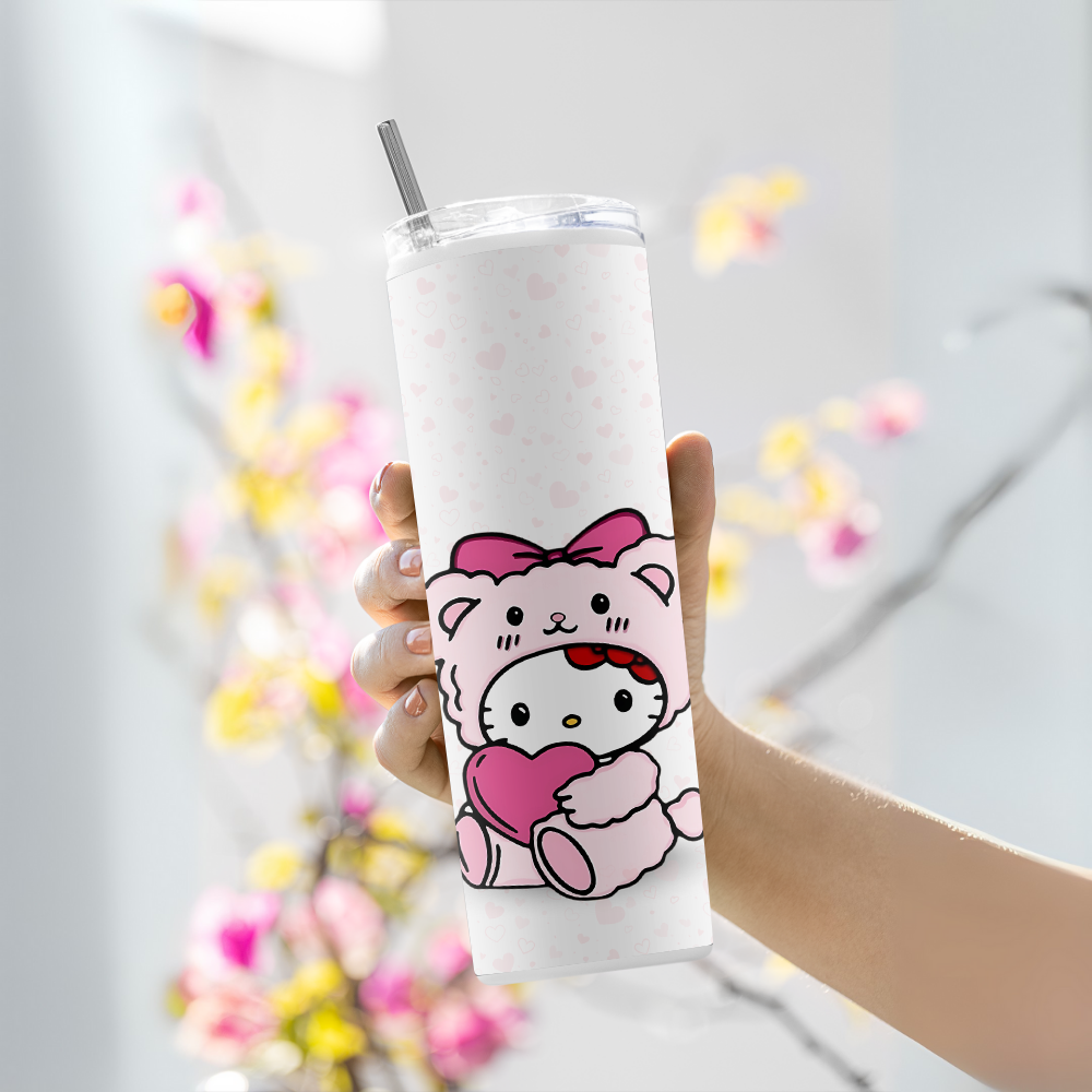 "Kitty Cat: Love" Tumbler with Metal Straw