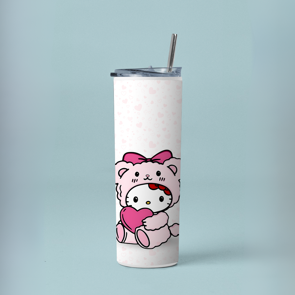 "Kitty Cat: Love" Tumbler with Metal Straw
