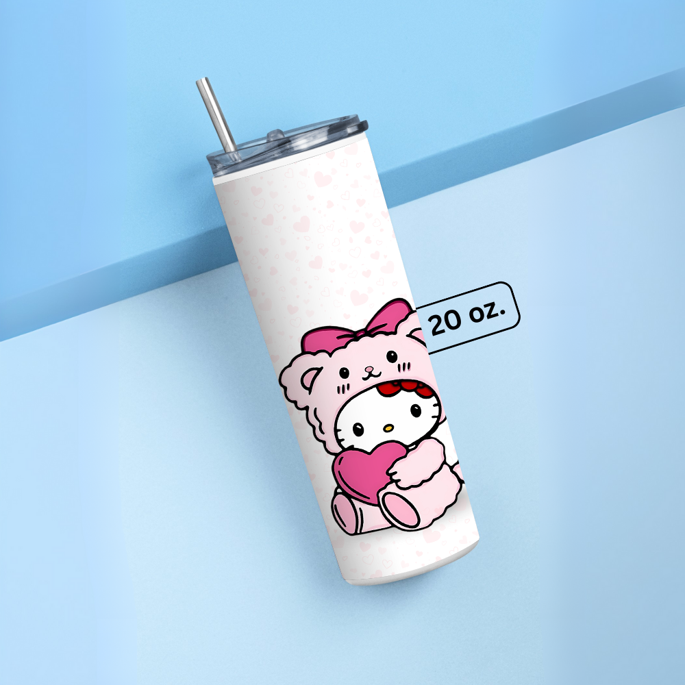 "Kitty Cat: Love" Tumbler with Metal Straw