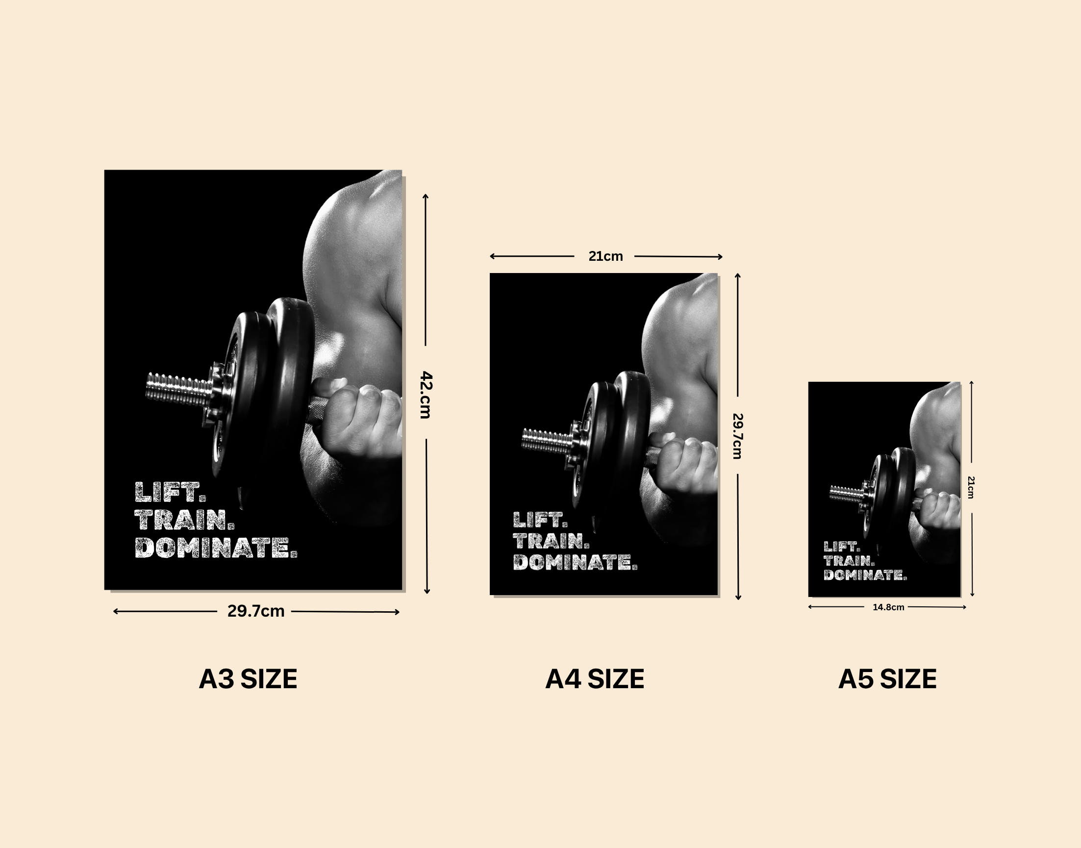 "Lift. Train. Dominate"- Shiny & Sturdy Metallic Poster  Art That Pops & Sticks
