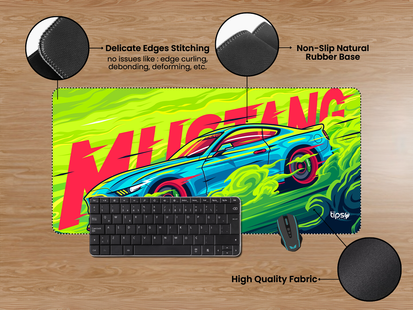 "MUSTANG- NEON SPEED" Gaming Mousepad Elevate Your Gaming Experience
