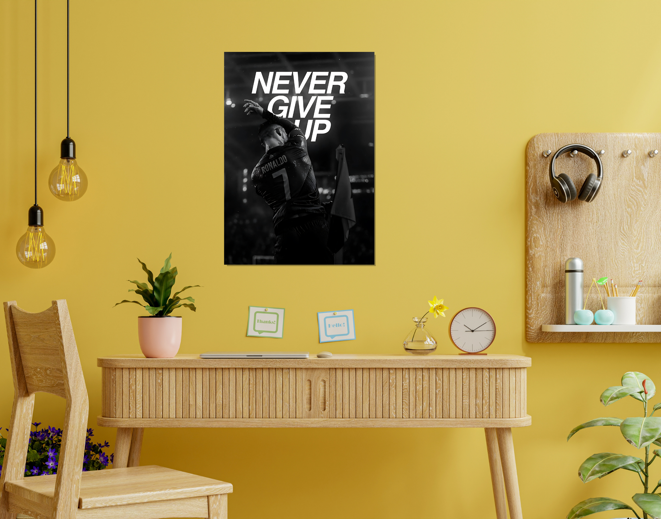 "Never Give Up #Ronaldo"- Shiny & Sturdy Metallic Poster Art That Pops & Sticks