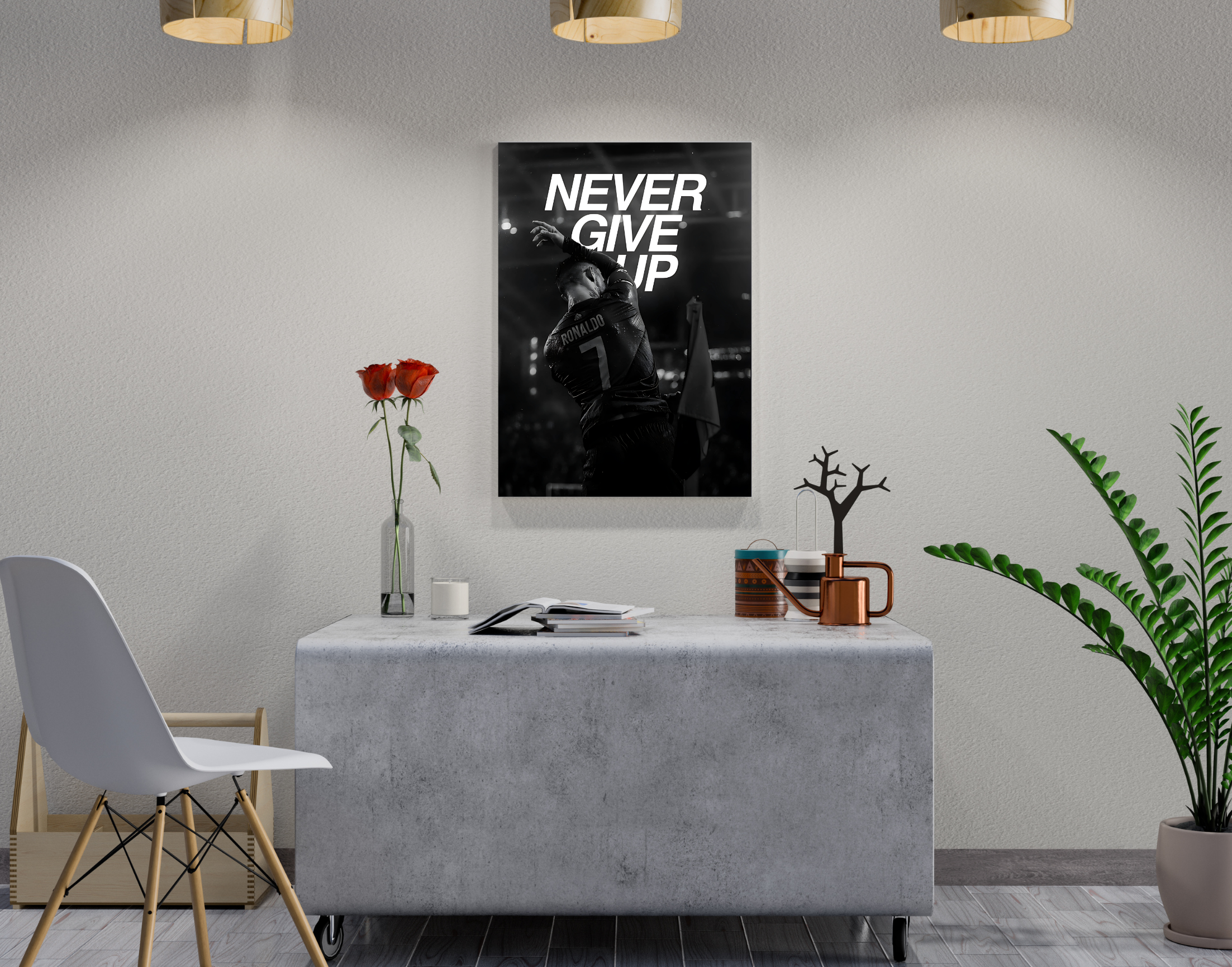 "Never Give Up #Ronaldo"- Shiny & Sturdy Metallic Poster Art That Pops & Sticks