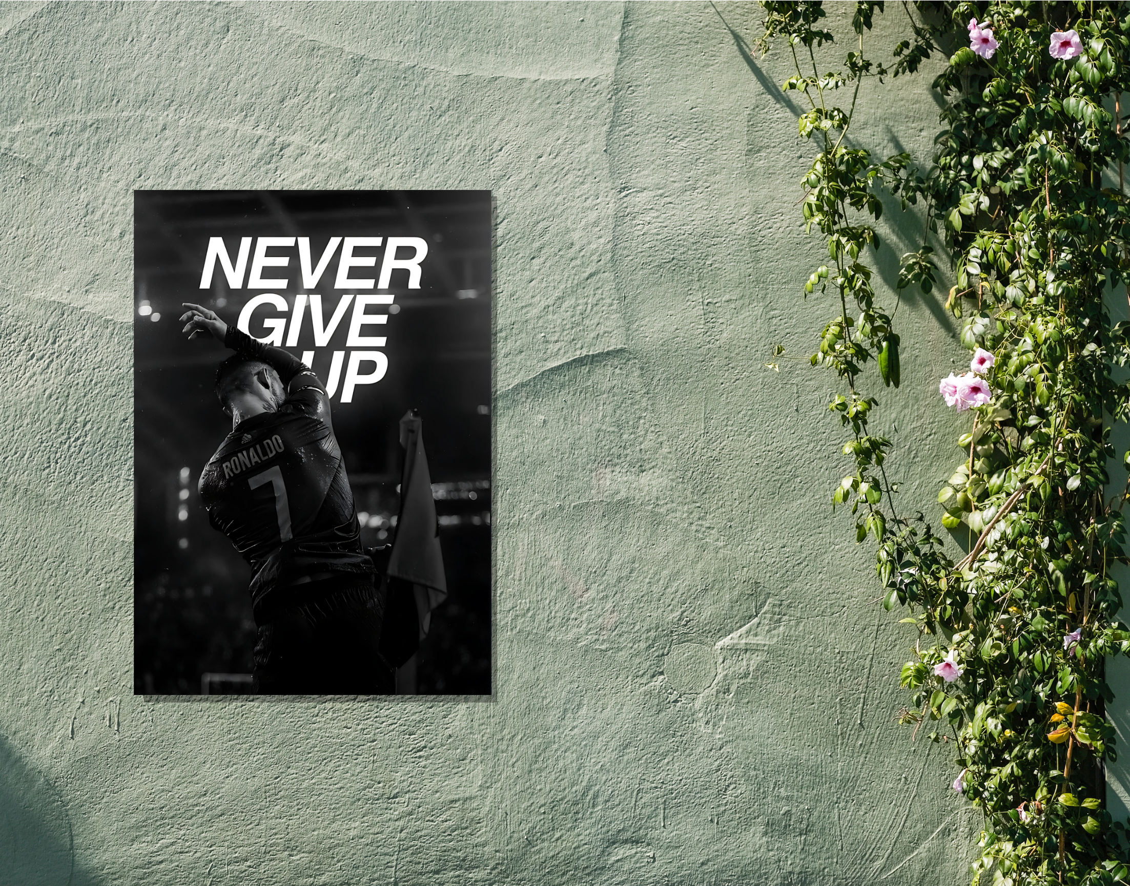 "Never Give Up #Ronaldo"- Shiny & Sturdy Metallic Poster Art That Pops & Sticks