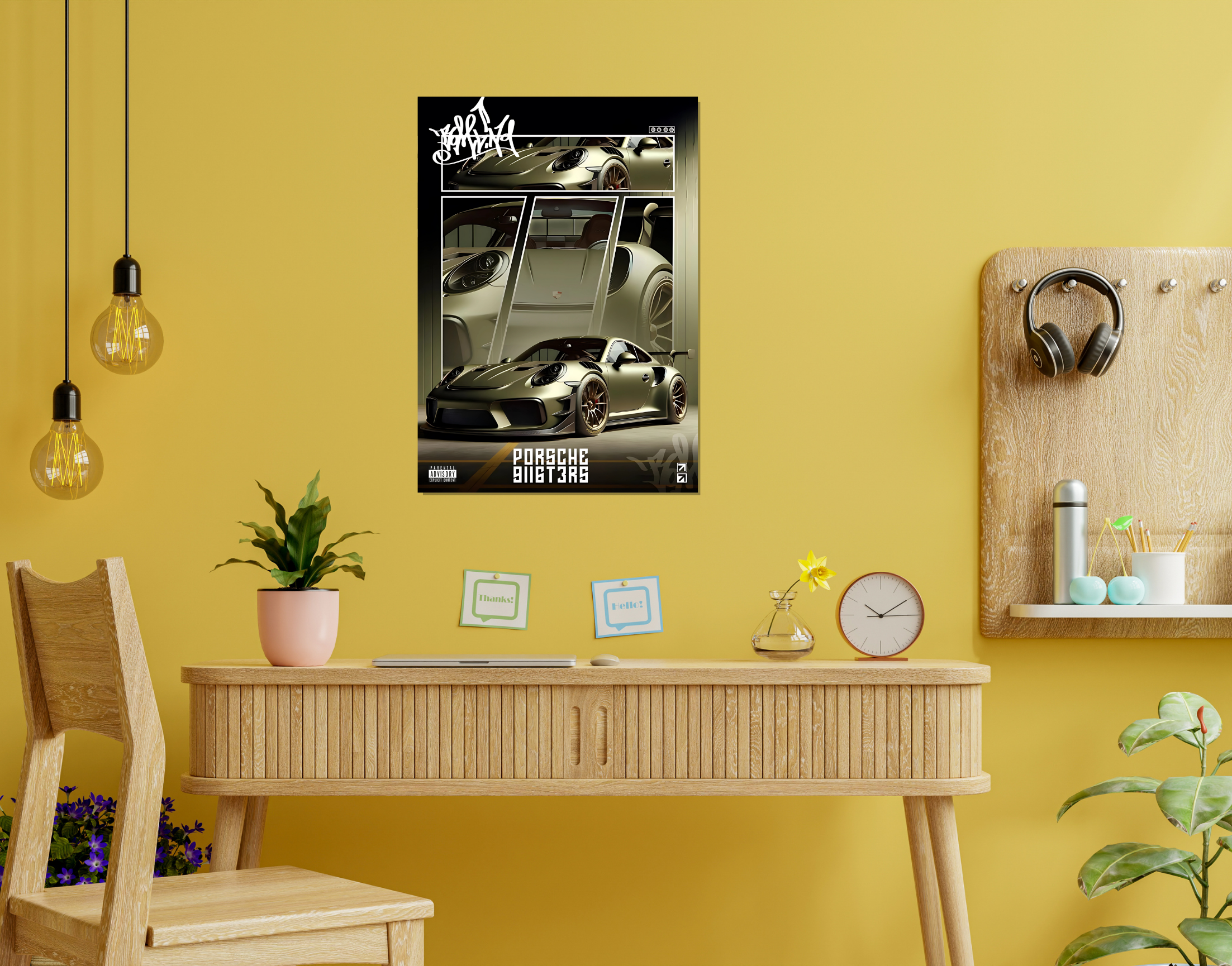 "Porsche Model 911GT3RS"- Shiny & Sturdy Metallic Poster Art That Pops & Sticks