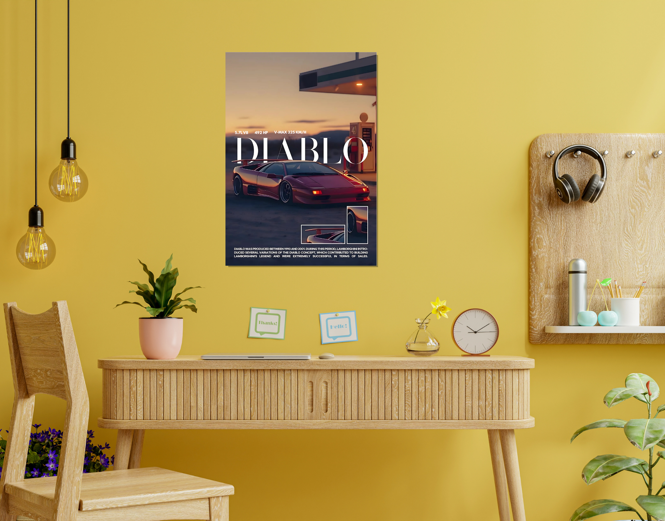 "LAMBORGHINI Model DIABLO"- Shiny & Sturdy Metallic Poster Art That Pops & Sticks