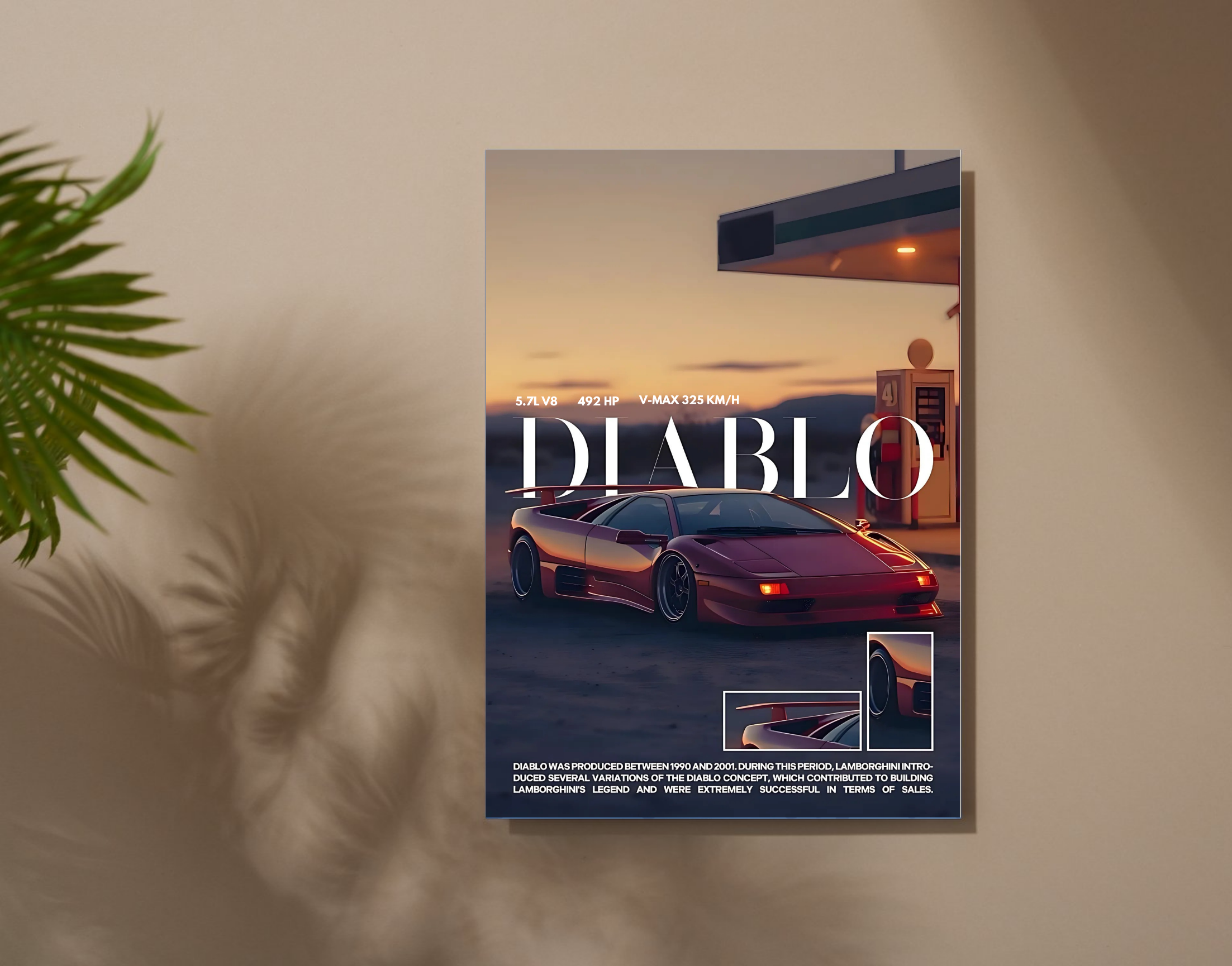 "LAMBORGHINI Model DIABLO"- Shiny & Sturdy Metallic Poster Art That Pops & Sticks