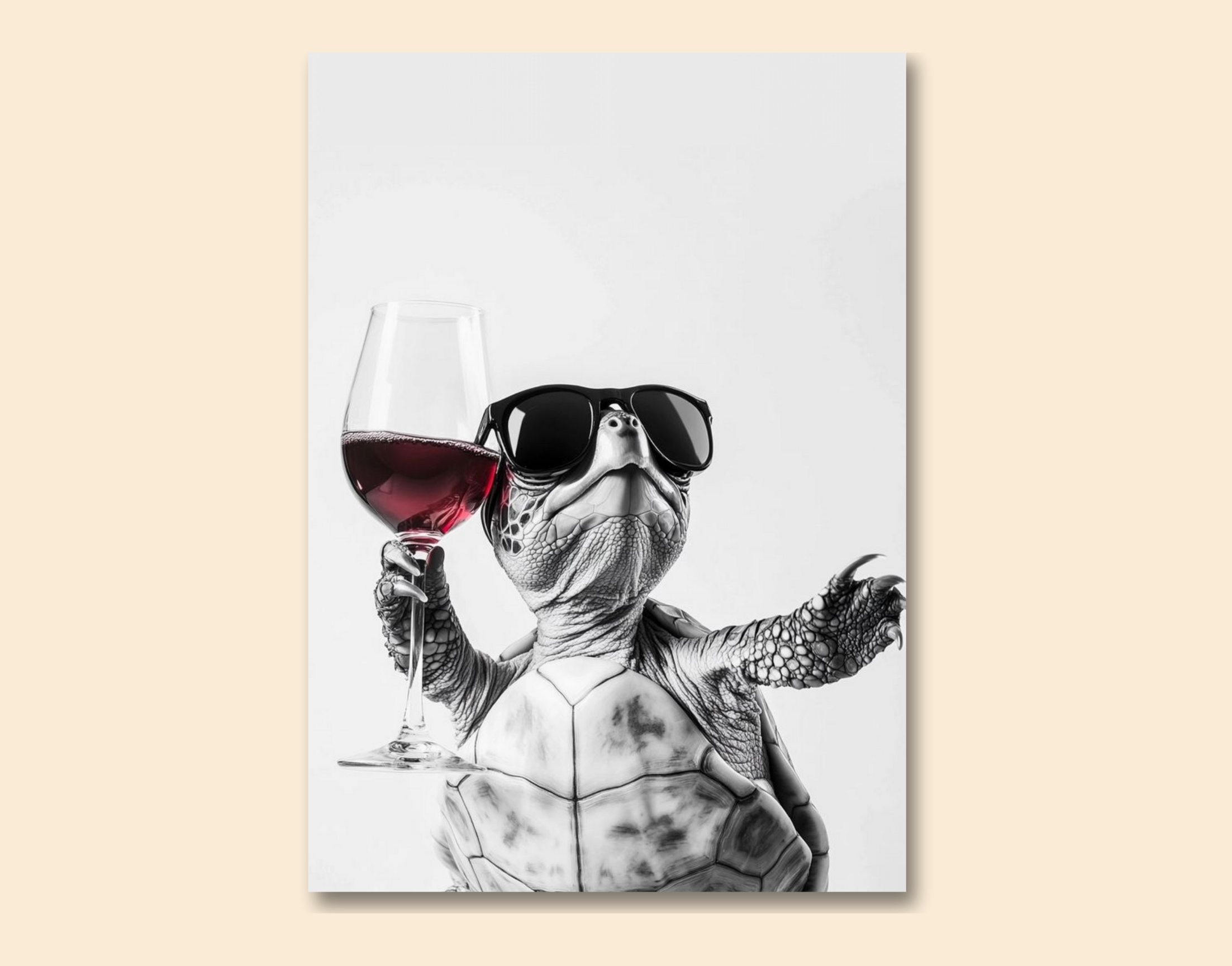 "HIGH ON WINE: Turtle Edition"- Shiny & Sturdy Metallic Poster Art That Pops & Sticks