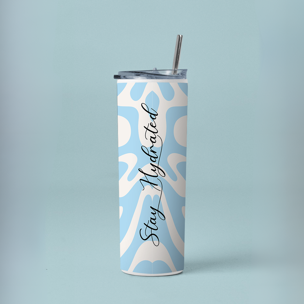 "Stay Hydrated" Tumbler with Metal Straw
