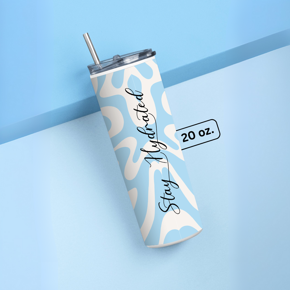 "Stay Hydrated" Tumbler with Metal Straw