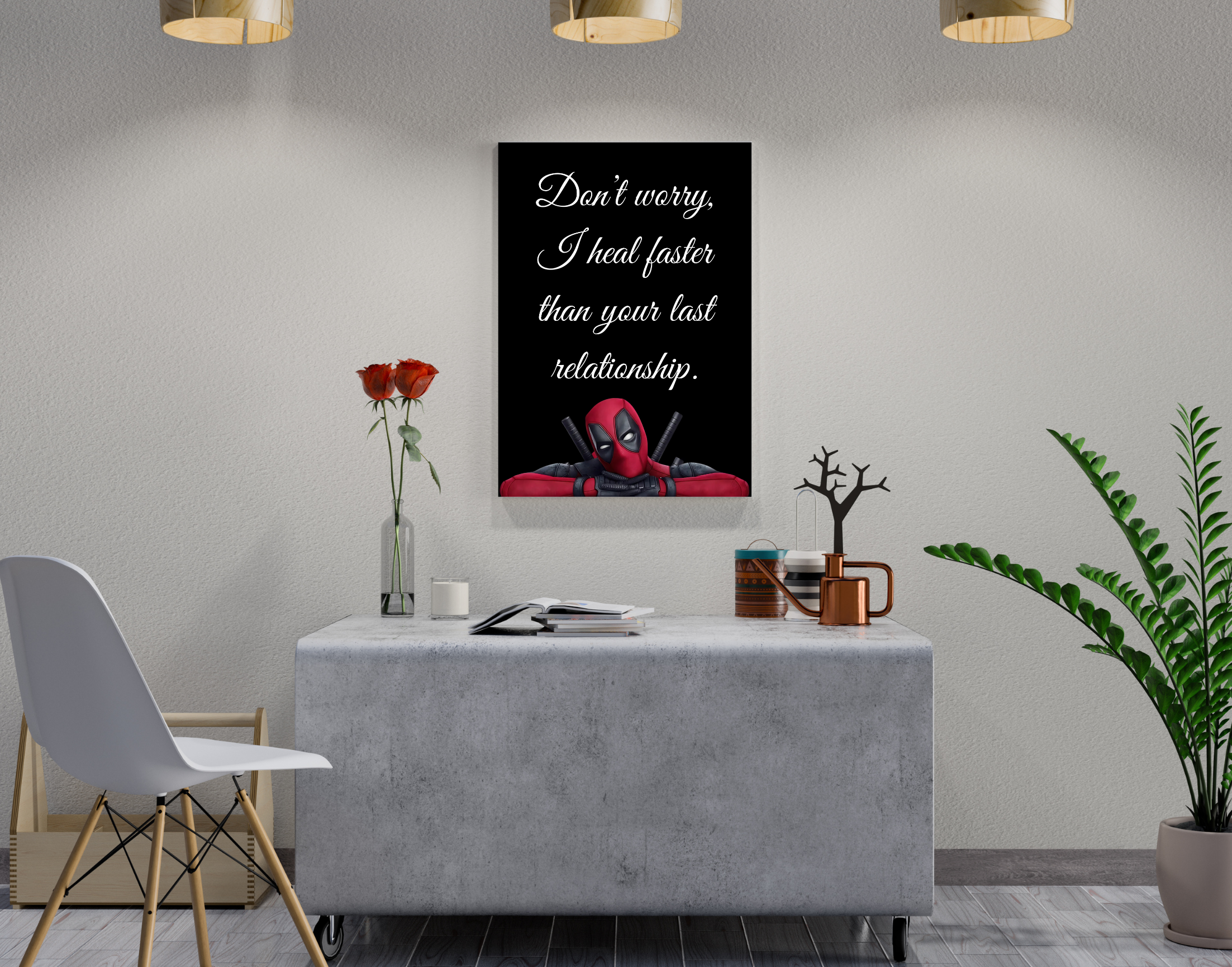 "Deadpool #Quote Relationship"- Shiny & Sturdy Metallic Poster  Art That Pops & Sticks