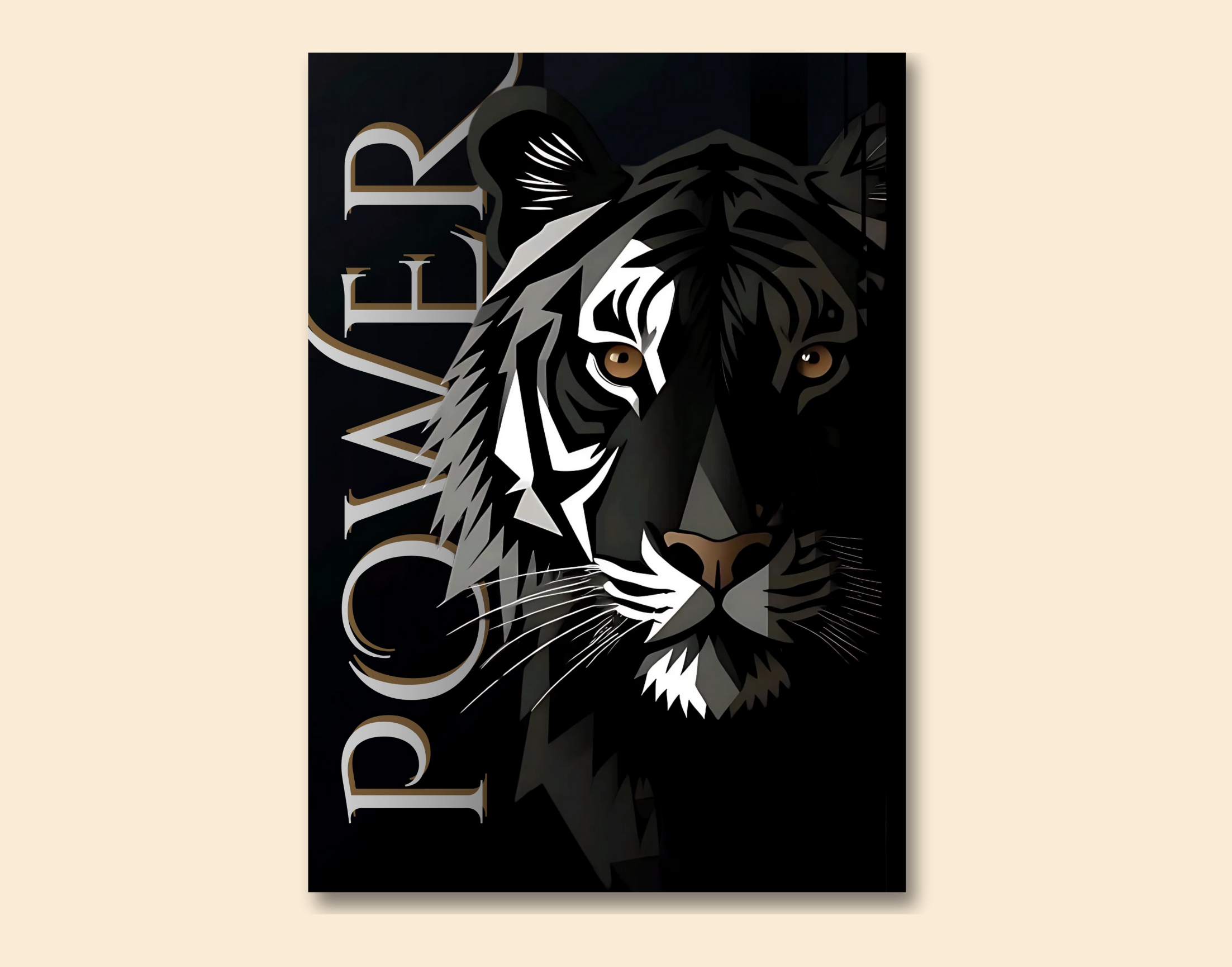 "POWER #Tiger"- Shiny & Sturdy Metallic Poster  Art That Pops & Sticks