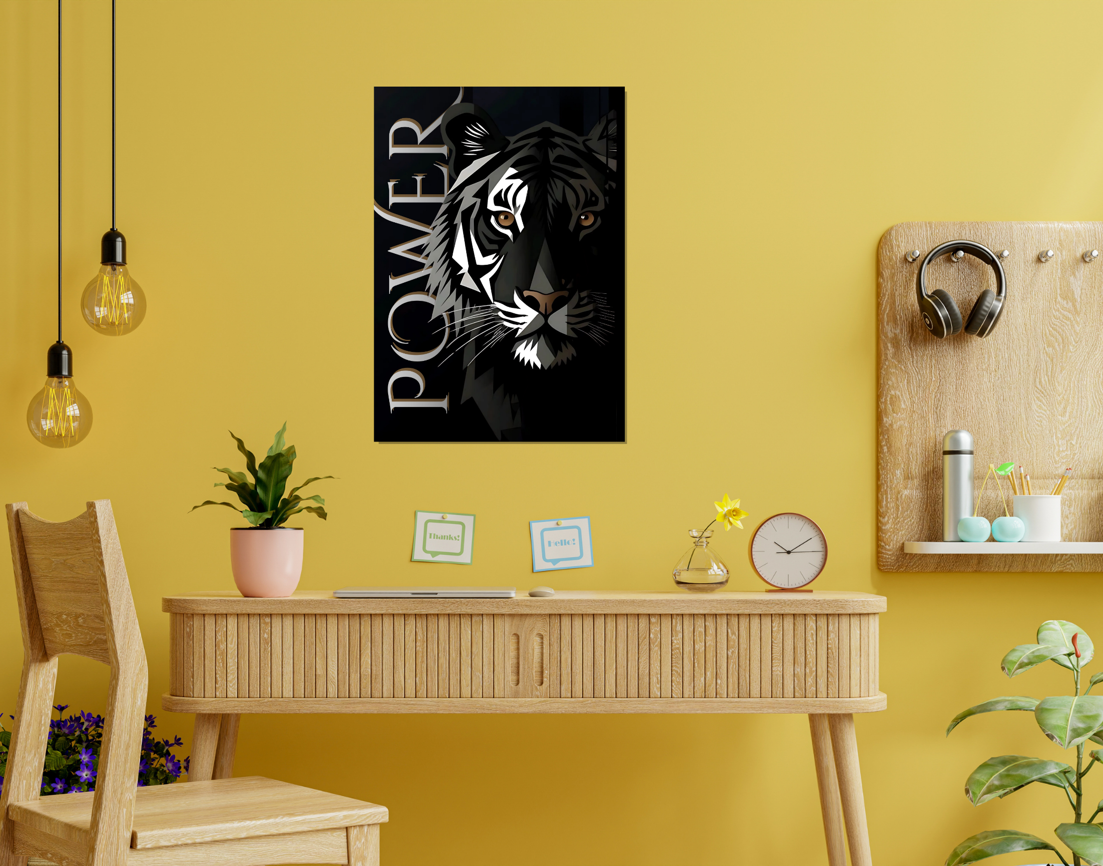 "POWER #Tiger"- Shiny & Sturdy Metallic Poster  Art That Pops & Sticks