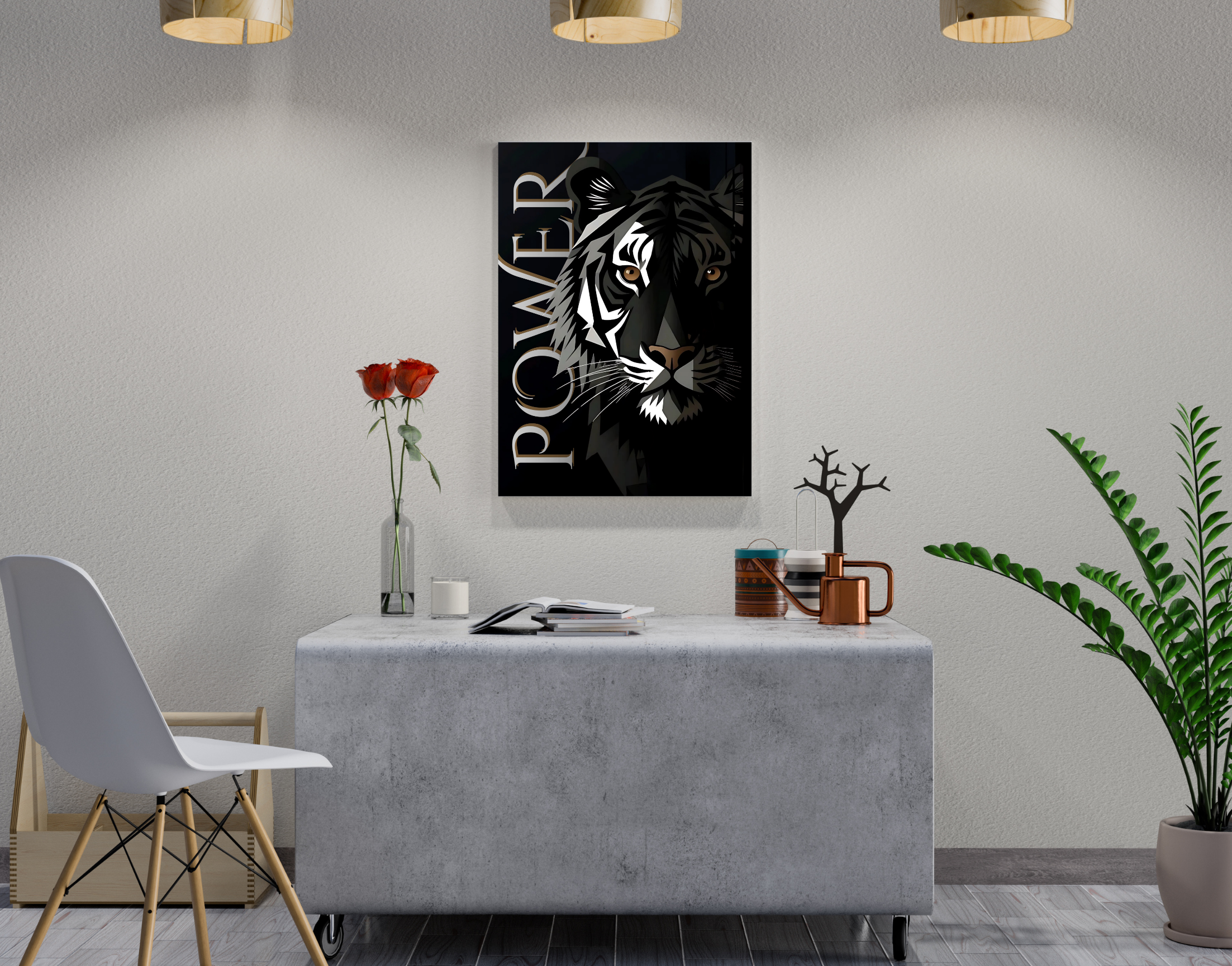 "POWER #Tiger"- Shiny & Sturdy Metallic Poster  Art That Pops & Sticks