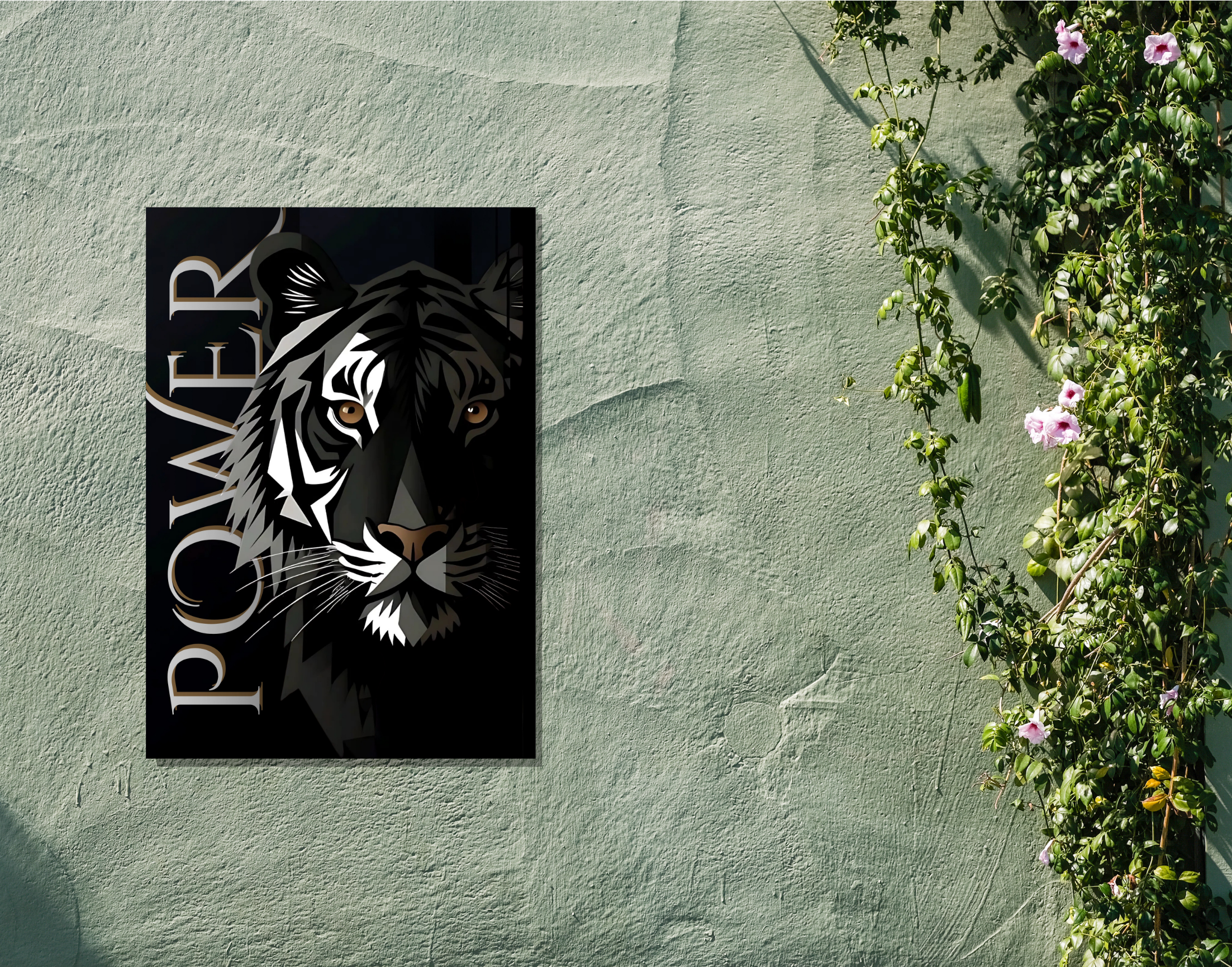 "POWER #Tiger"- Shiny & Sturdy Metallic Poster  Art That Pops & Sticks