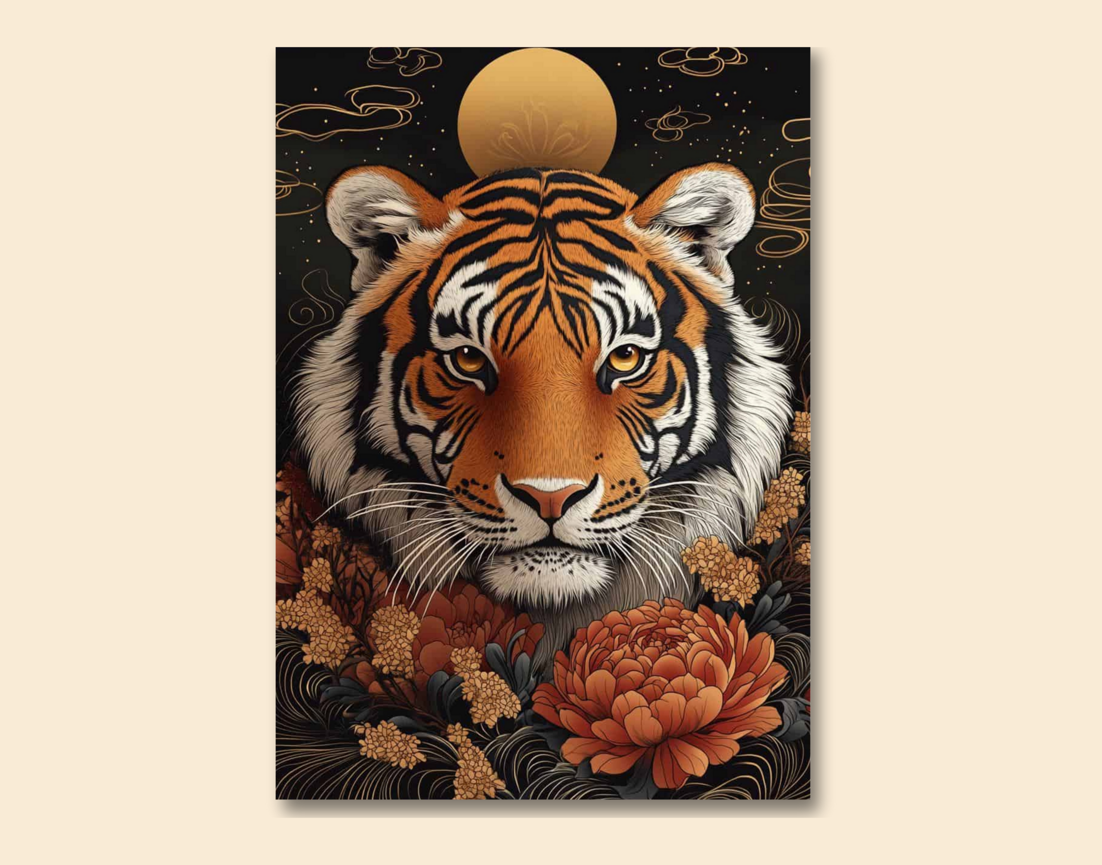 "Tiger Abstract"- Shiny & Sturdy Metallic Poster  Art That Pops & Sticks