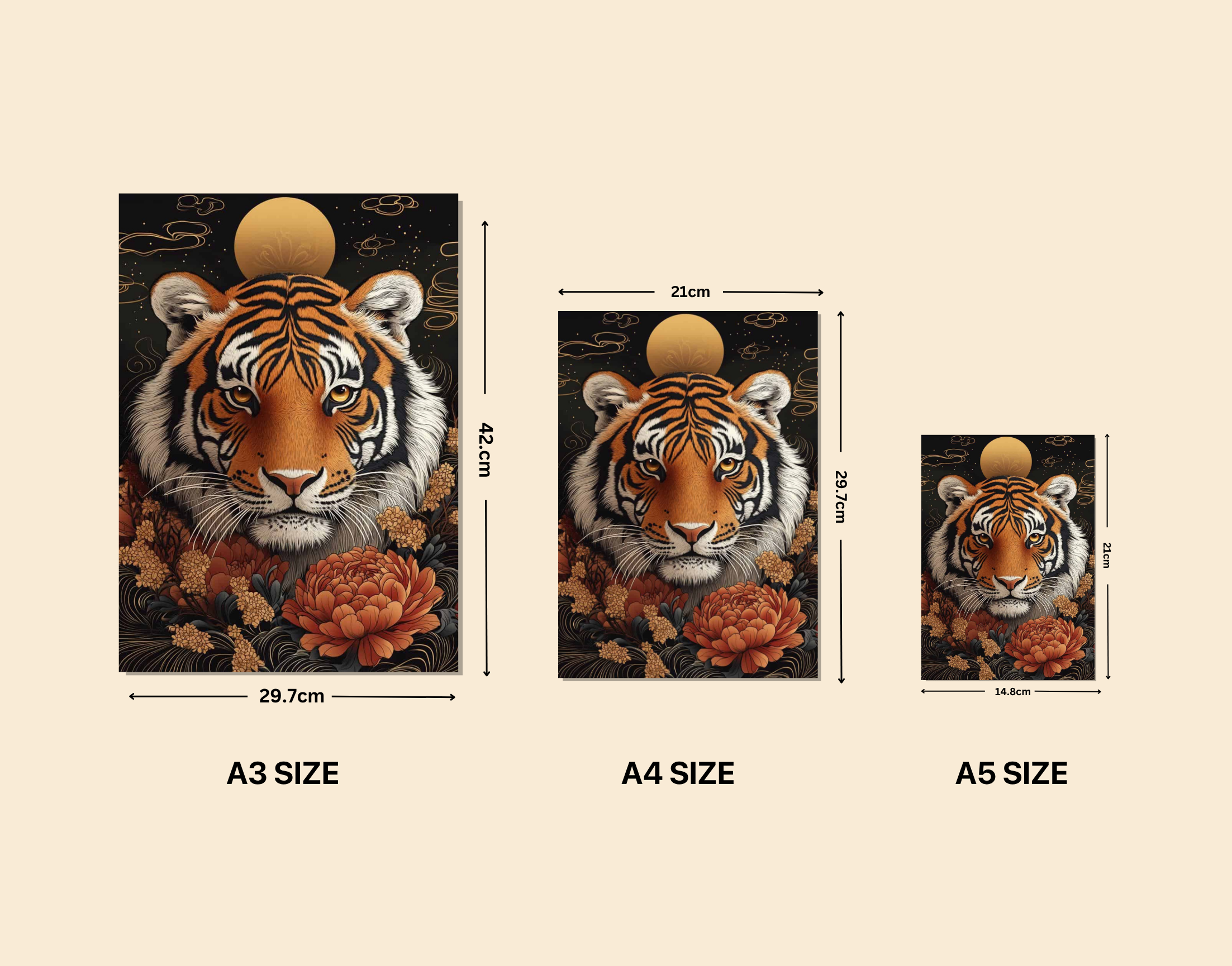 "Tiger Abstract"- Shiny & Sturdy Metallic Poster  Art That Pops & Sticks