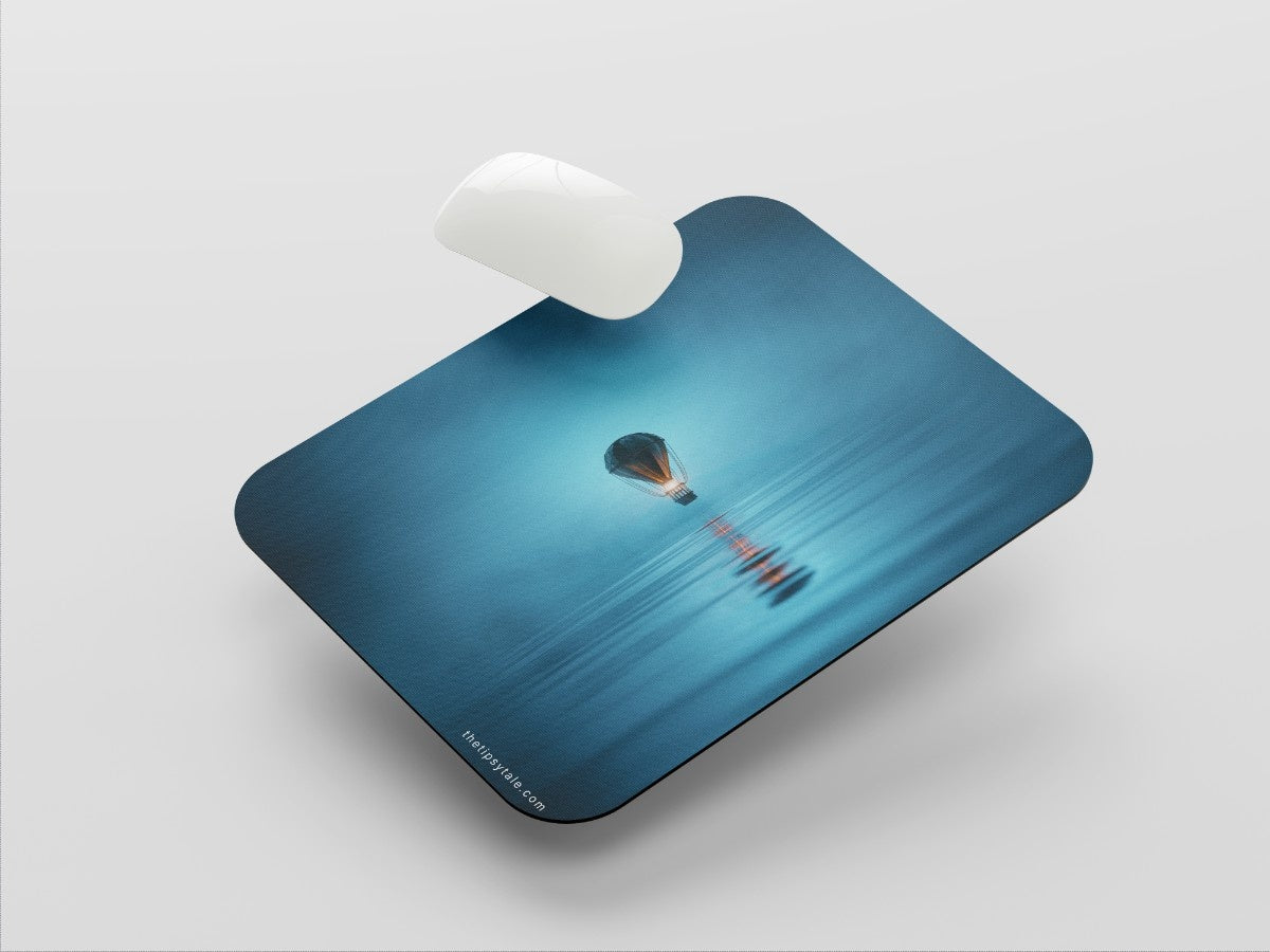 "Foggy night-Hot air balloon" Mousepad Enhance Your Workspace with Style