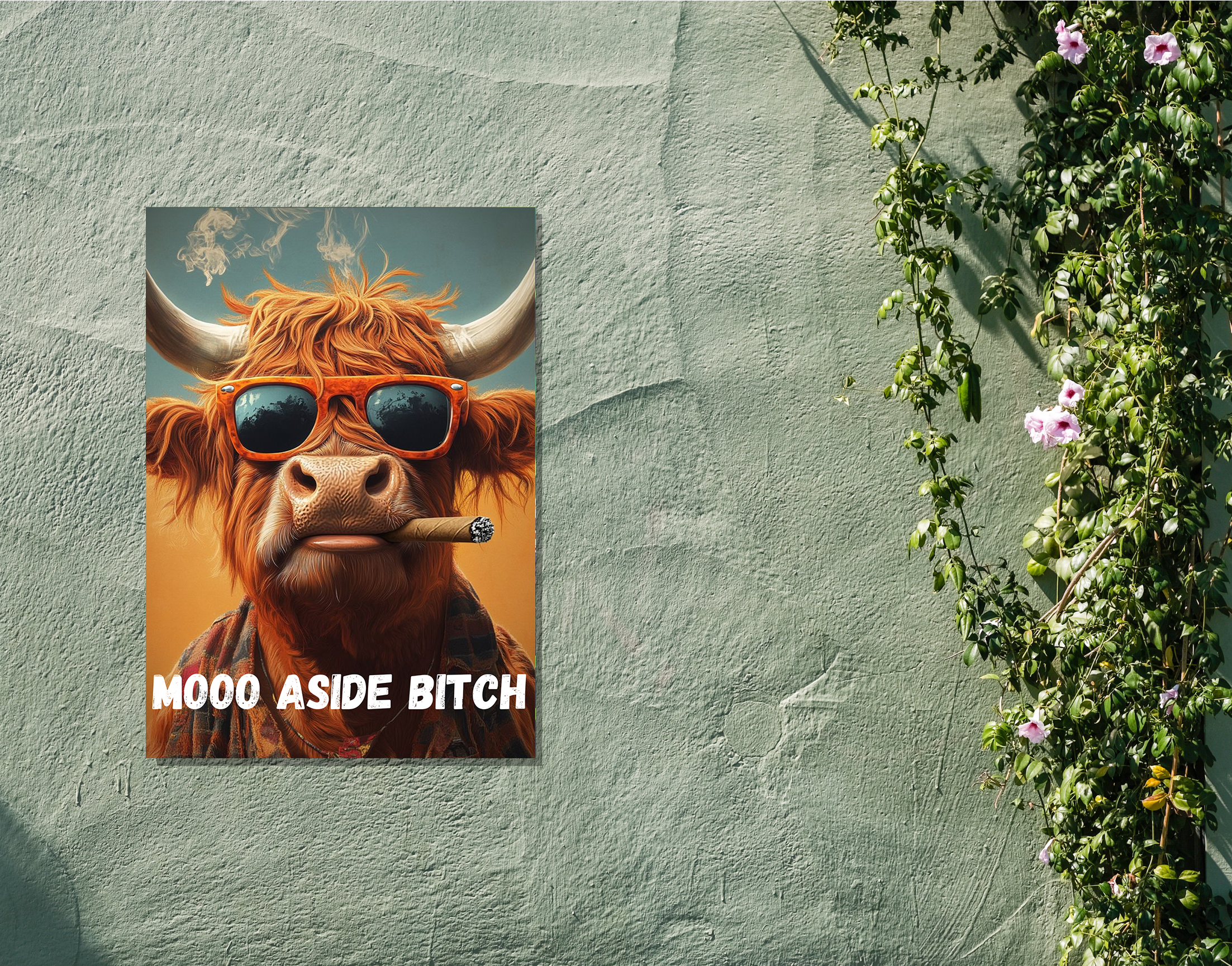 "Mooo Aside Bitch"- Shiny & Sturdy Metallic Poster  Art That Pops & Sticks