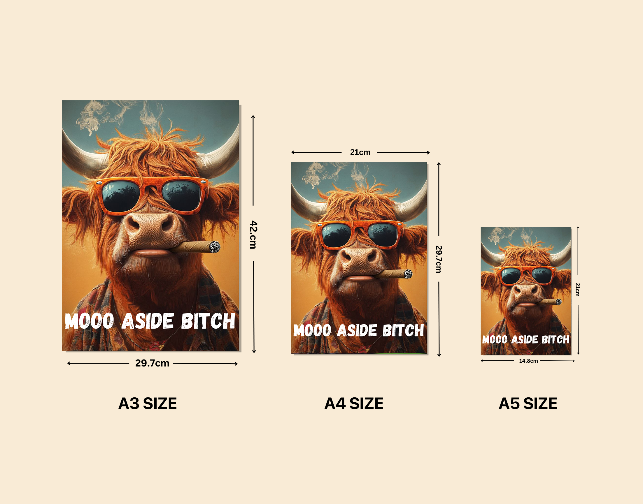 "Mooo Aside Bitch"- Shiny & Sturdy Metallic Poster  Art That Pops & Sticks