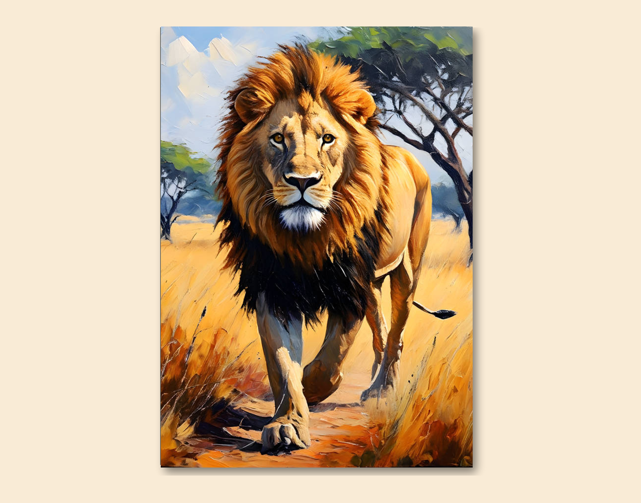 "Lion In The Forest"- Shiny & Sturdy Metallic Poster  Art That Pops & Sticks
