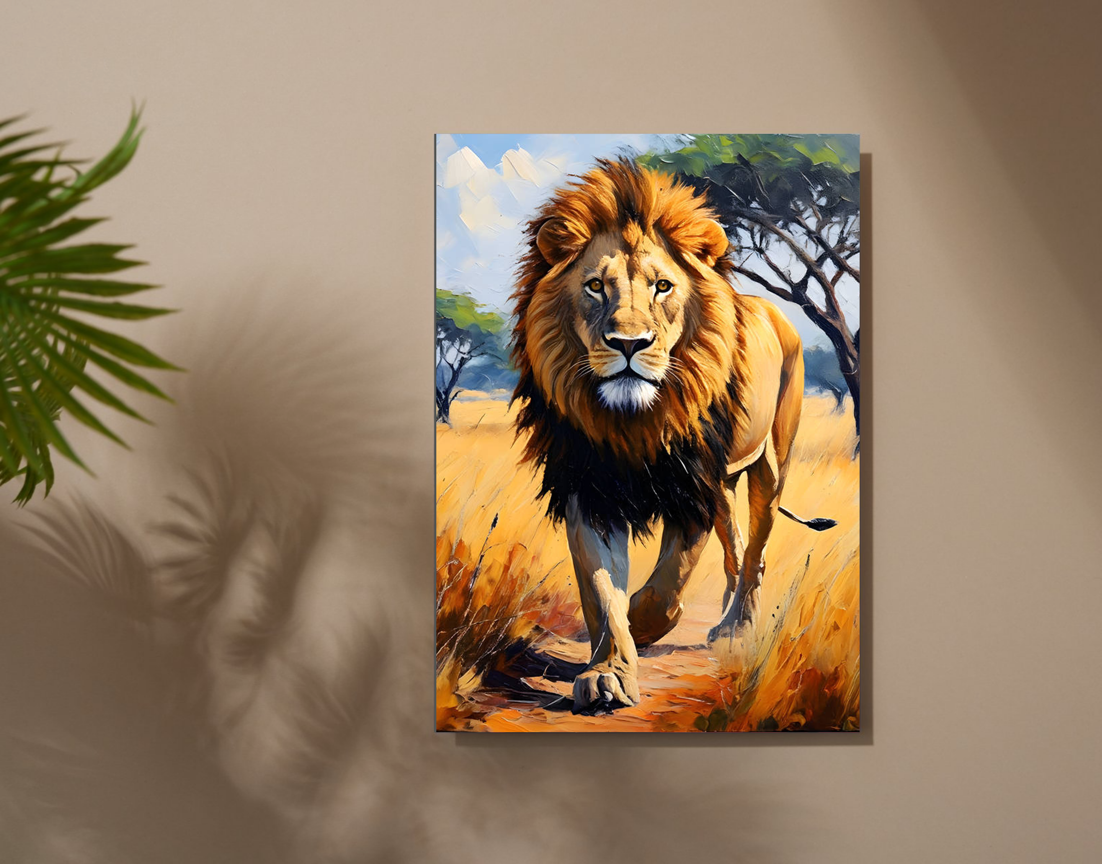"Lion In The Forest"- Shiny & Sturdy Metallic Poster  Art That Pops & Sticks