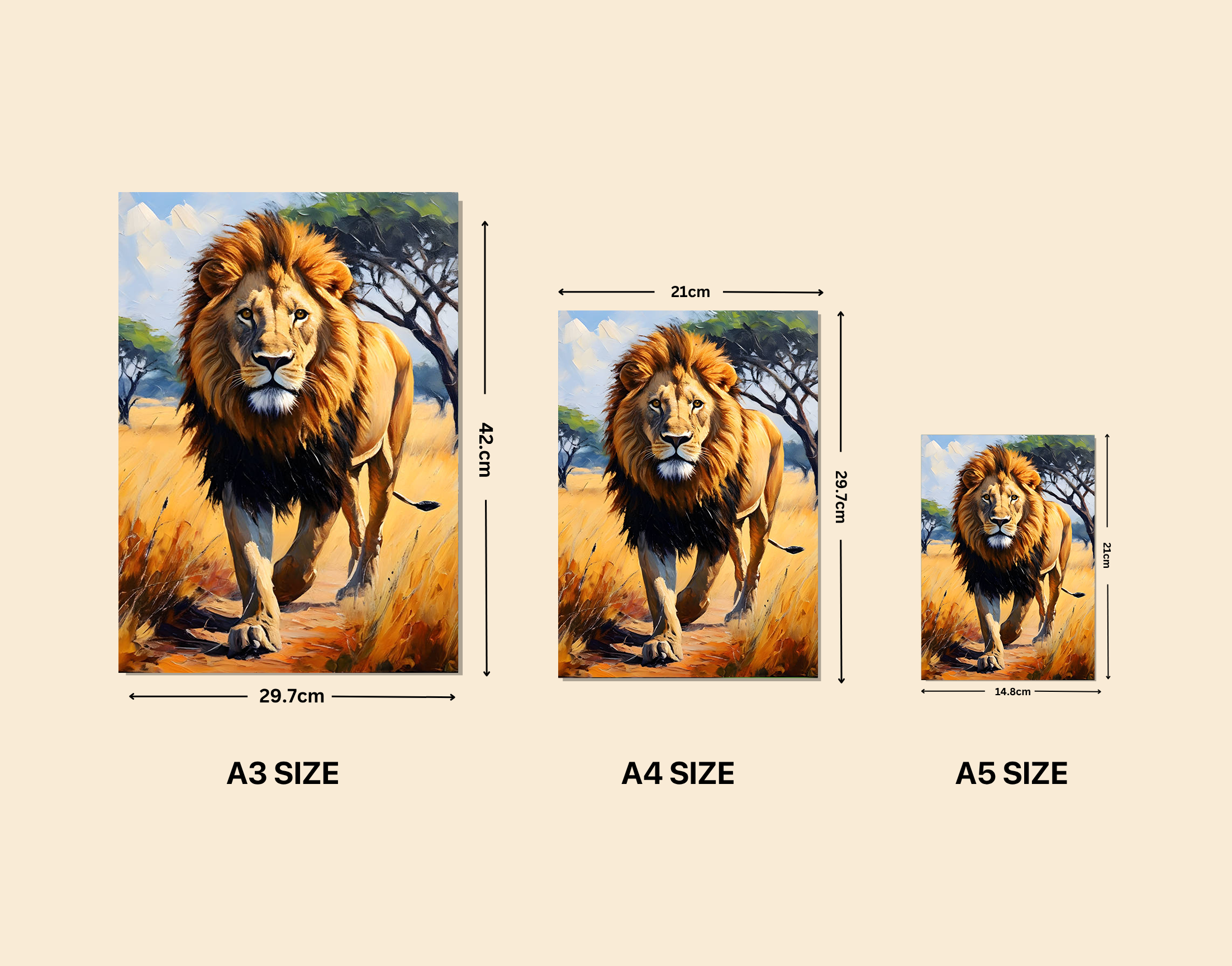 "Lion In The Forest"- Shiny & Sturdy Metallic Poster  Art That Pops & Sticks