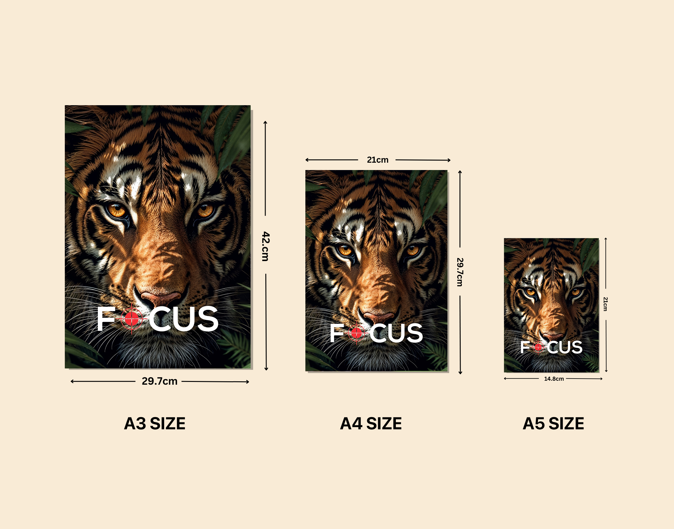 "FOCUS: TIGER"- Shiny & Sturdy Metallic Poster  Art That Pops & Sticks