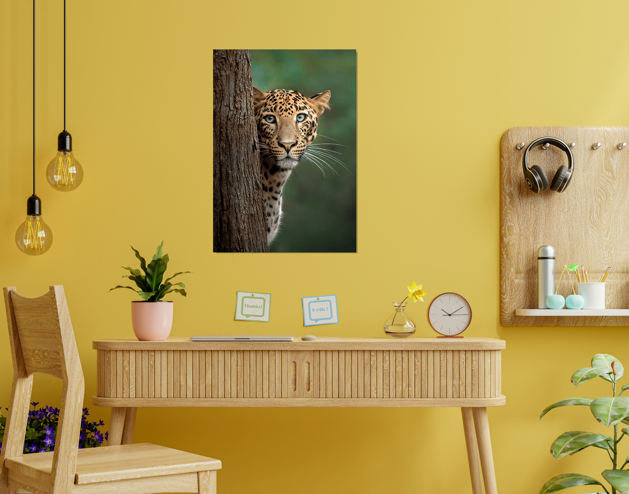 "Cheetah- Behind The Tree"- Shiny & Sturdy Metallic Poster  Art That Pops & Sticks