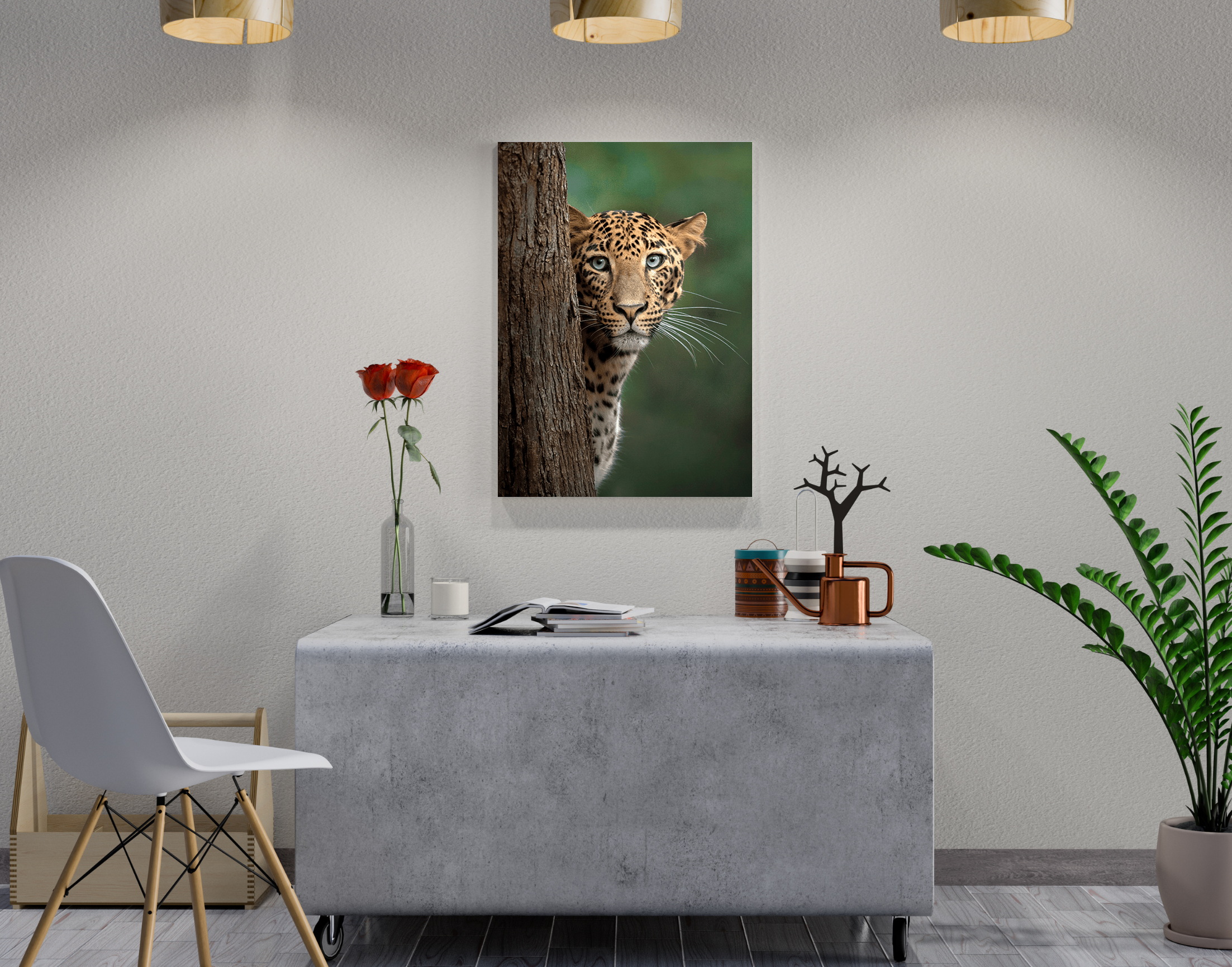 "Cheetah- Behind The Tree"- Shiny & Sturdy Metallic Poster  Art That Pops & Sticks