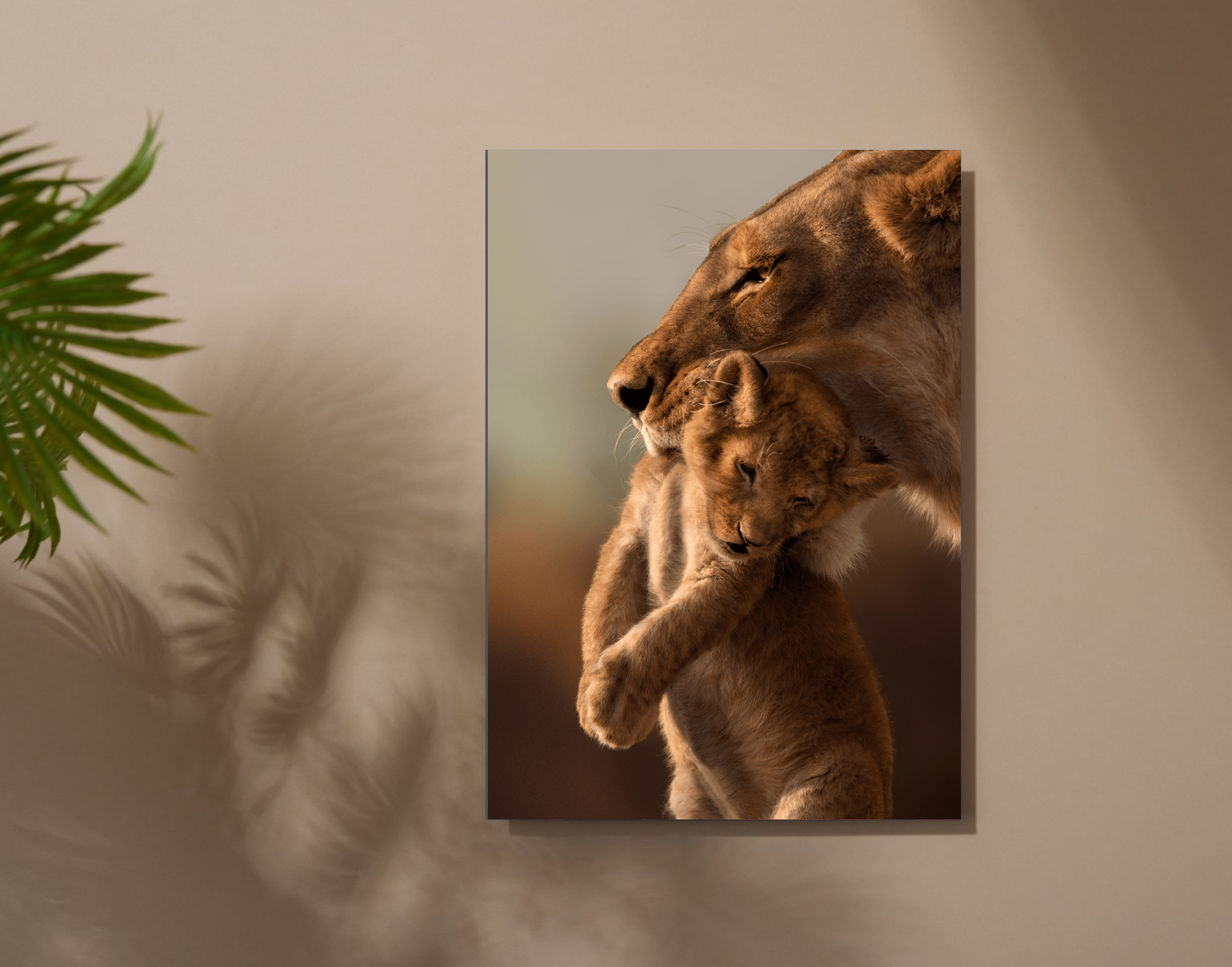 "Wild Animal with Cub"- Shiny & Sturdy Metallic Poster  Art That Pops & Sticks