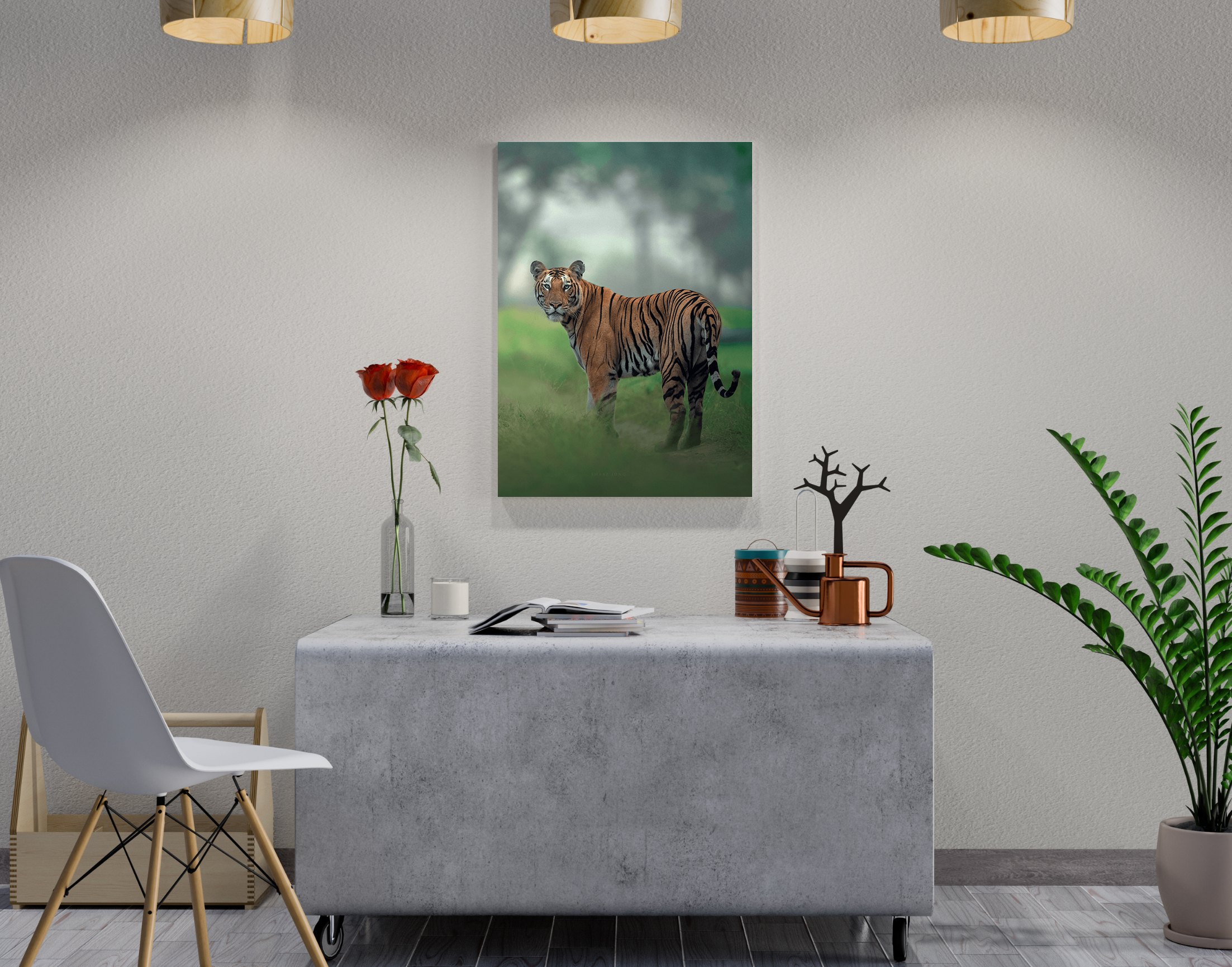 "Tiger In The Forest"- Shiny & Sturdy Metallic Poster  Art That Pops & Sticks