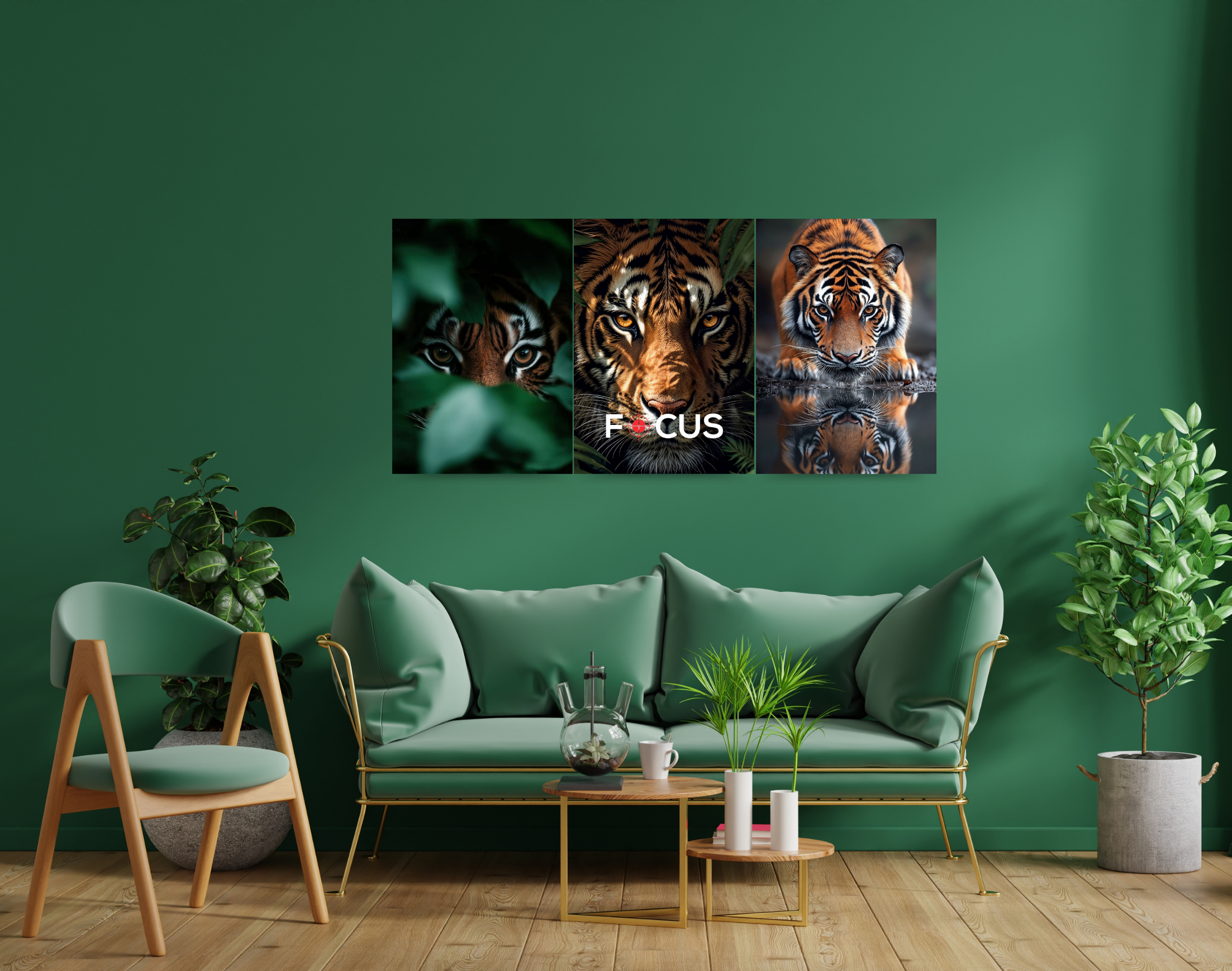 "Tiger In The Wild Combo"- Shiny & Sturdy Metallic Poster Art That Pops & Sticks