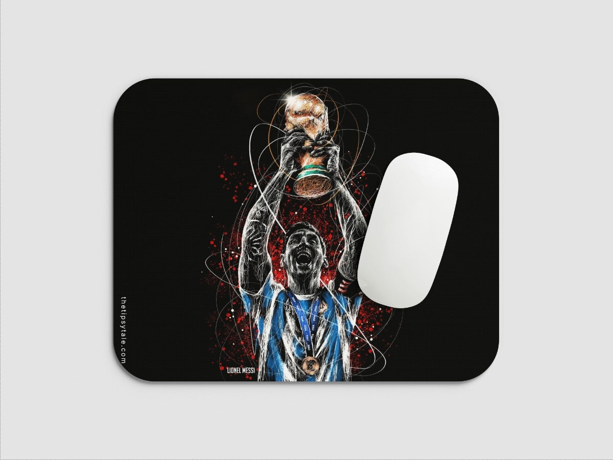 "LIONEL MESSI - The Winning Cup " Mousepad Enhance Your Workspace with Style