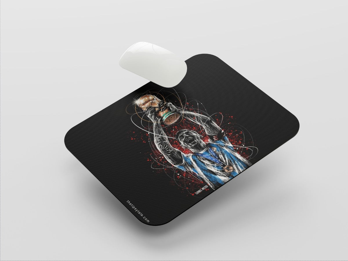 "LIONEL MESSI - The Winning Cup " Mousepad Enhance Your Workspace with Style