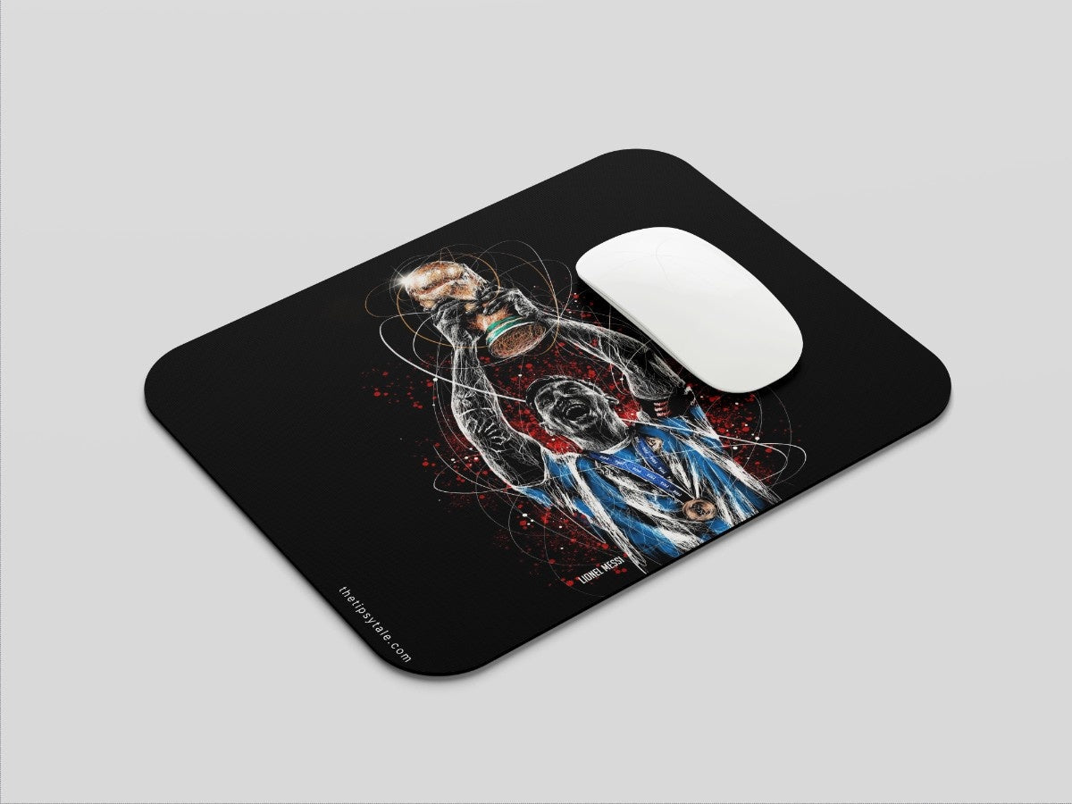 "LIONEL MESSI - The Winning Cup " Mousepad Enhance Your Workspace with Style