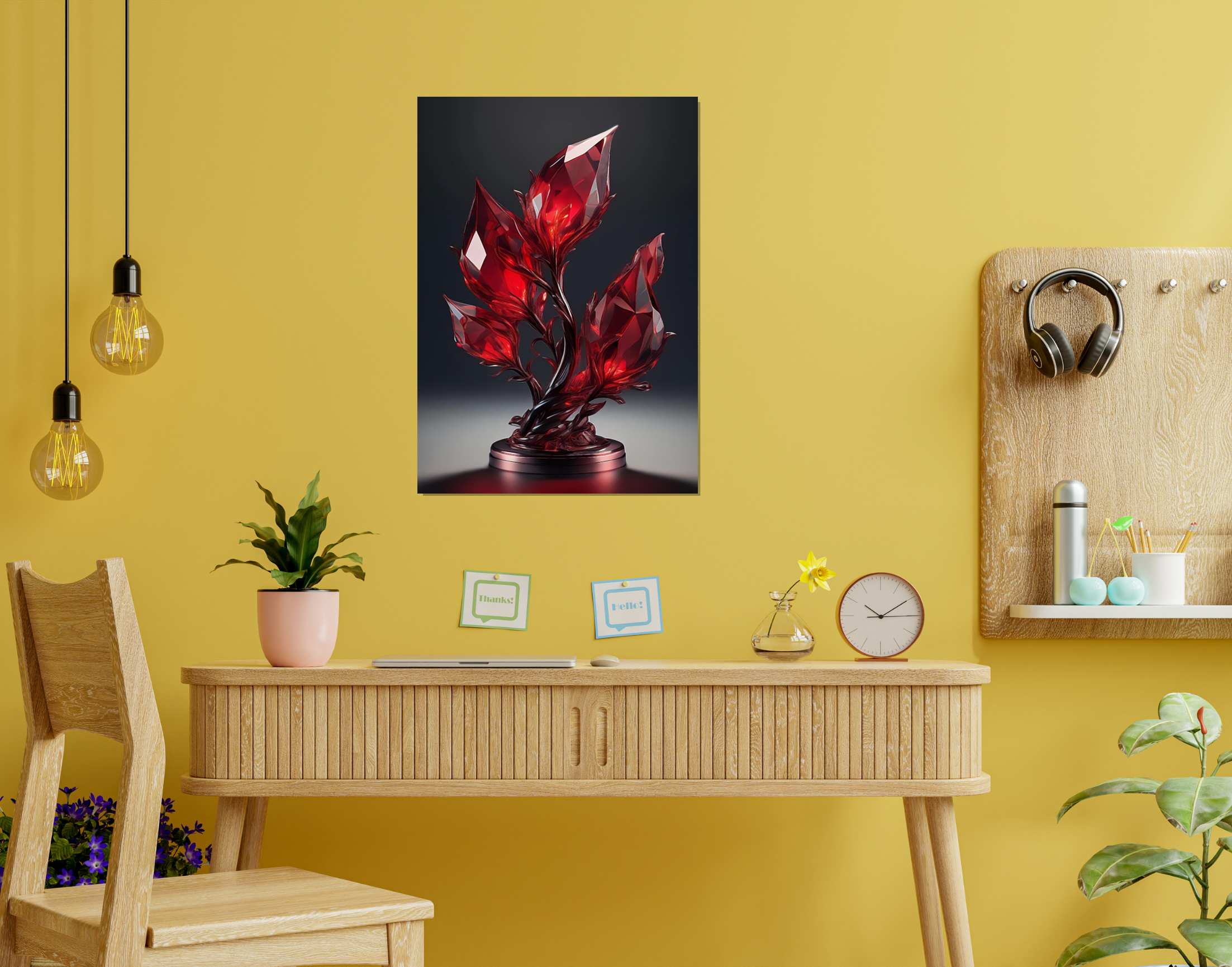 "CYRSTAL PLANT"- Shiny & Sturdy Metallic Poster  Art That Pops & Sticks