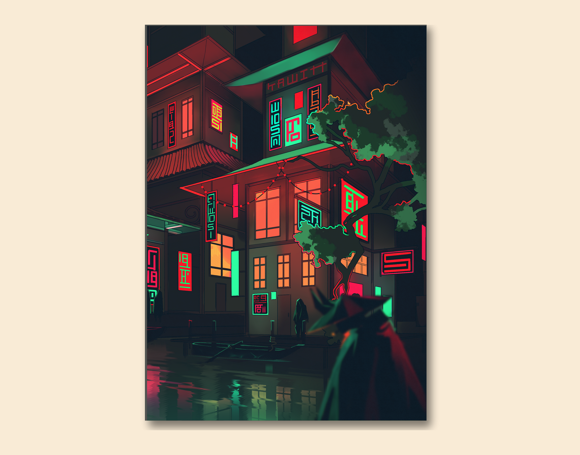 "Japan Night Vibes"- Shiny & Sturdy Metallic Poster  Art That Pops & Sticks