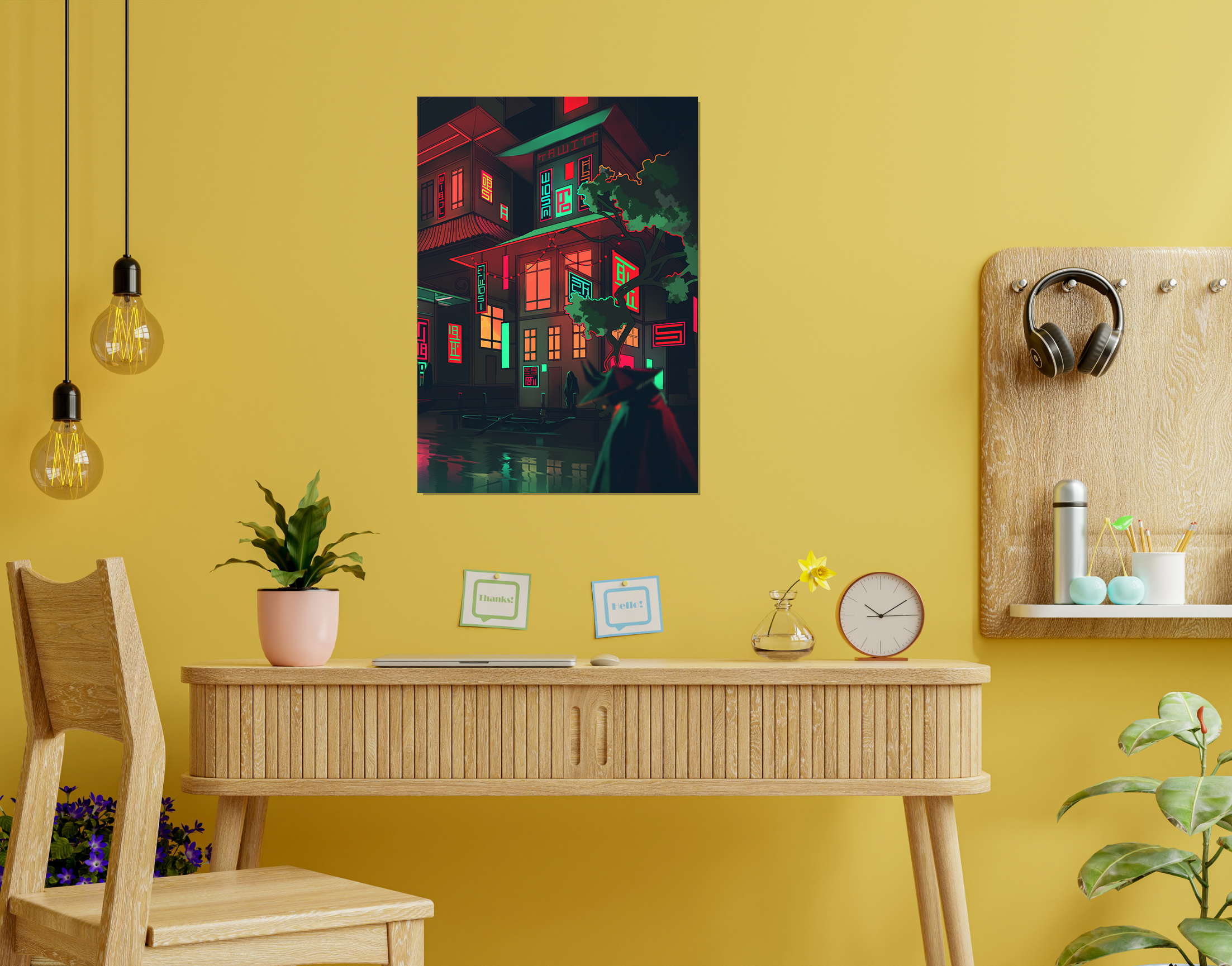 "Japan Night Vibes"- Shiny & Sturdy Metallic Poster  Art That Pops & Sticks