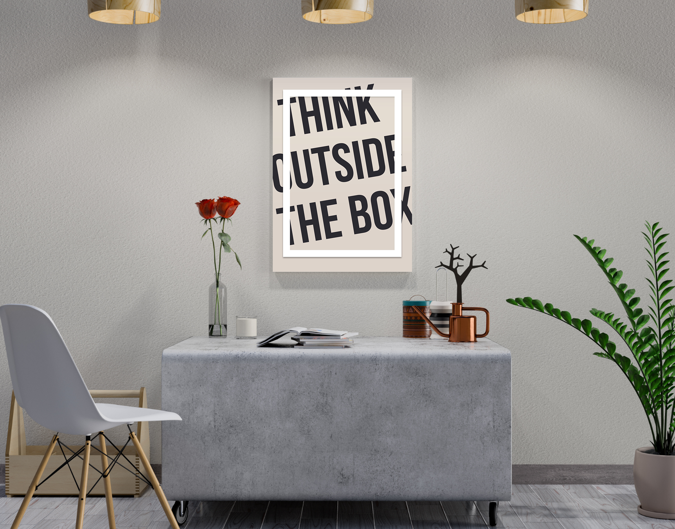 "Think Outside The Box"- Shiny & Sturdy Metallic Poster  Art That Pops & Sticks