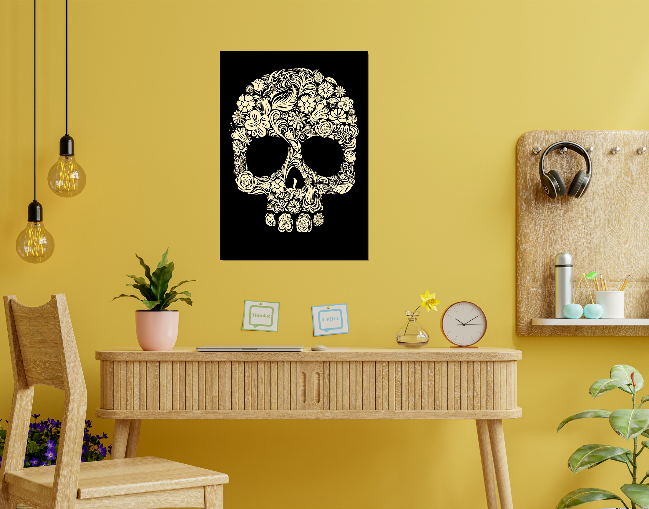 "Coco Skull"- Shiny & Sturdy Metallic Poster  Art That Pops & Sticks