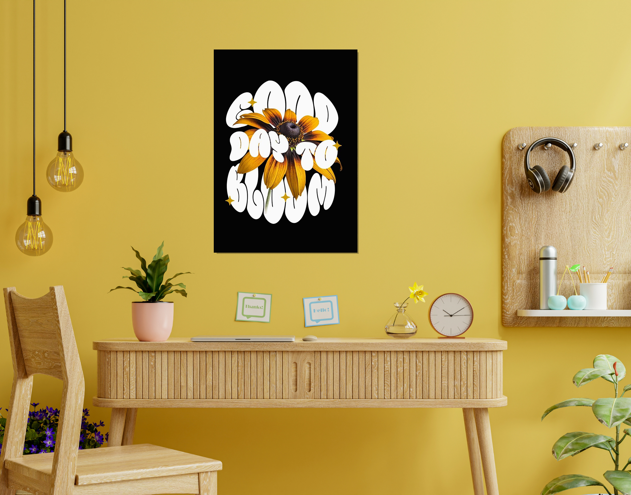 "Good Day To Bloom"- Shiny & Sturdy Metallic Poster  Art That Pops & Sticks