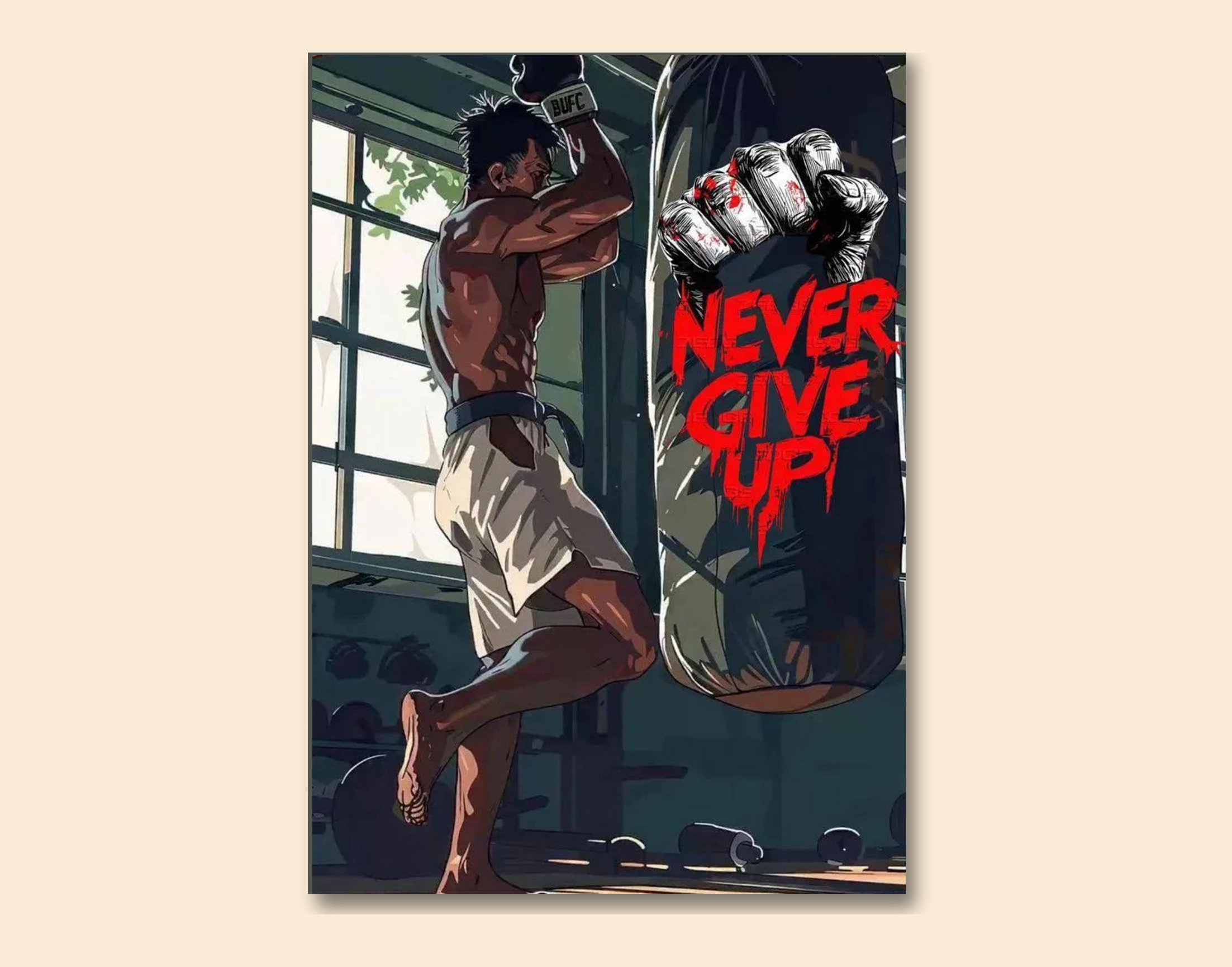 "Never Give Up"- Shiny & Sturdy Metallic Poster  Art That Pops & Sticks