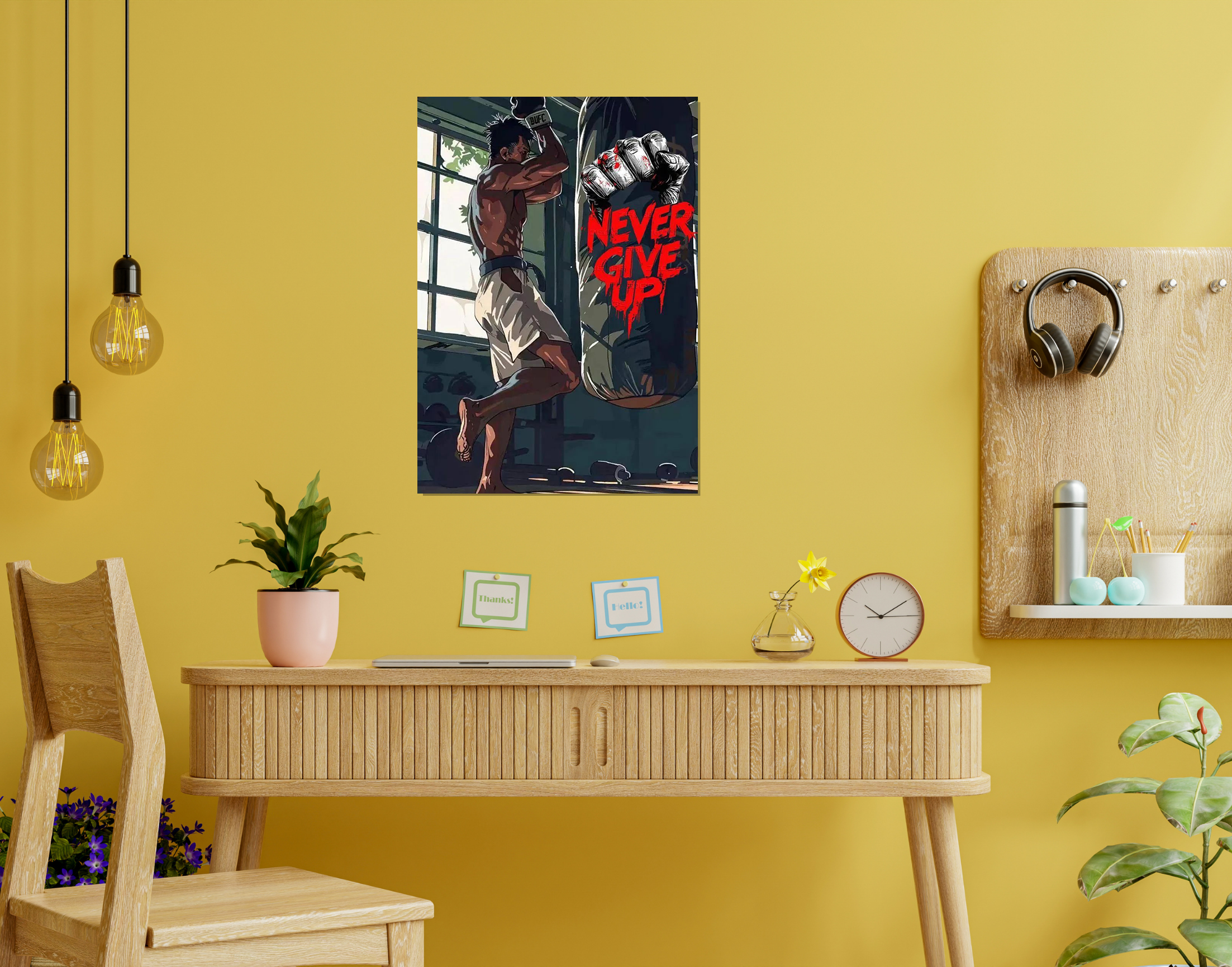 "Never Give Up"- Shiny & Sturdy Metallic Poster  Art That Pops & Sticks
