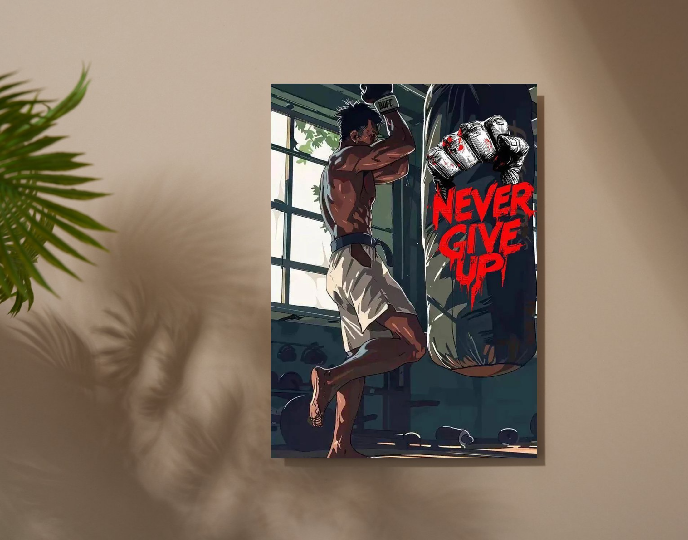 "Never Give Up"- Shiny & Sturdy Metallic Poster  Art That Pops & Sticks