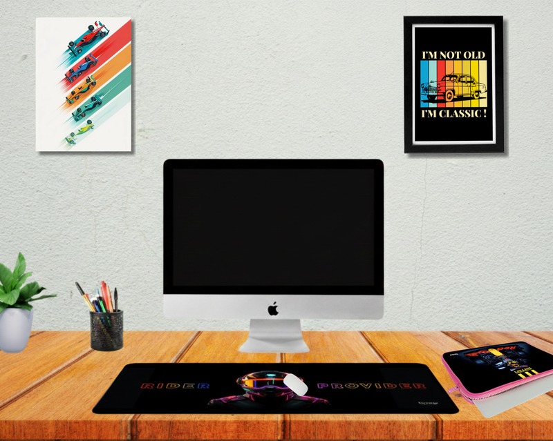 A Gift That Matches Their Energy - Automobile Vibe- Deskmat + Poster + Laptop Sleeves  (COMBO)