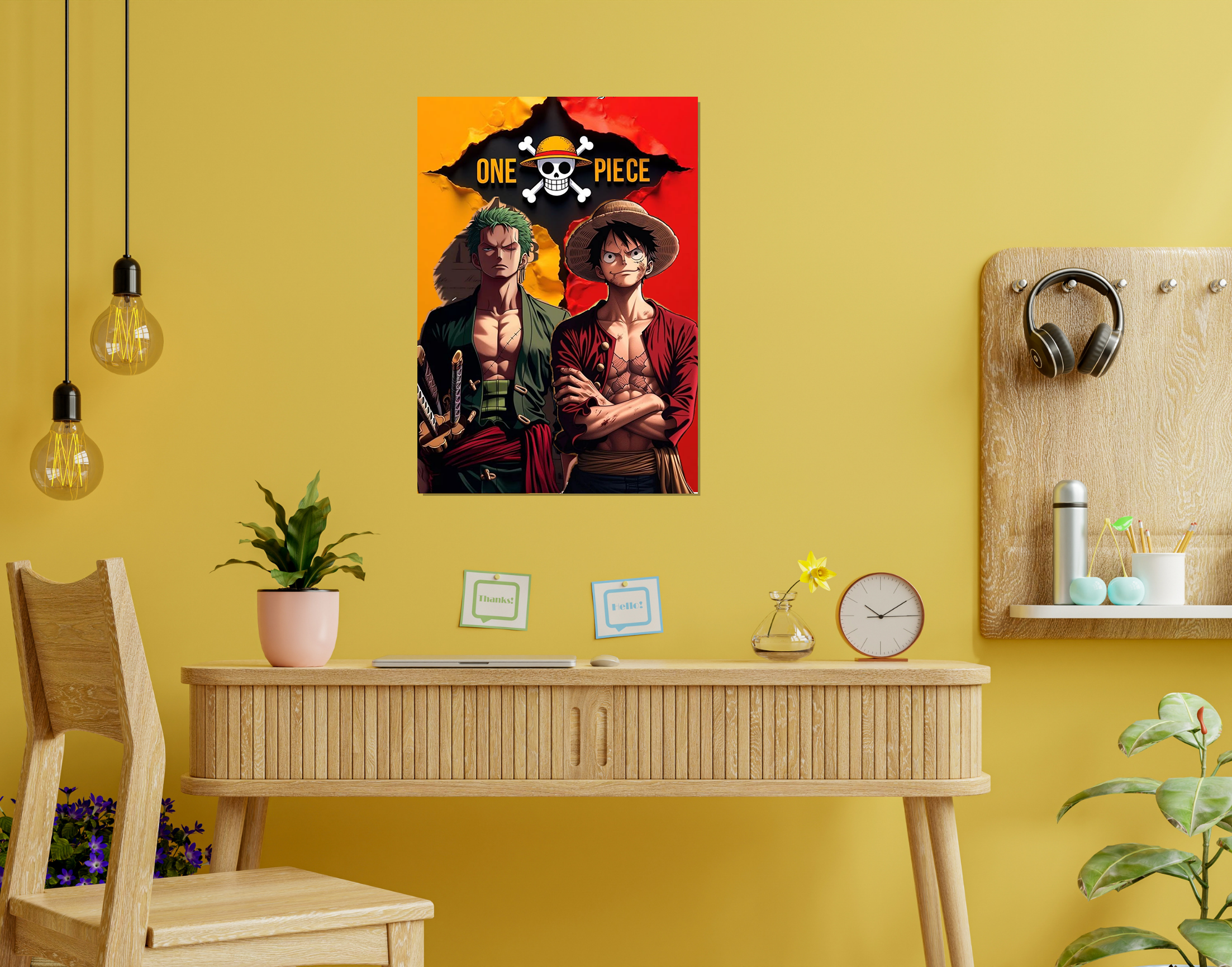 "One Piece: Monkey d luffy and Zoro"- Shiny & Sturdy Metallic Poster  Art That Pops & Sticks